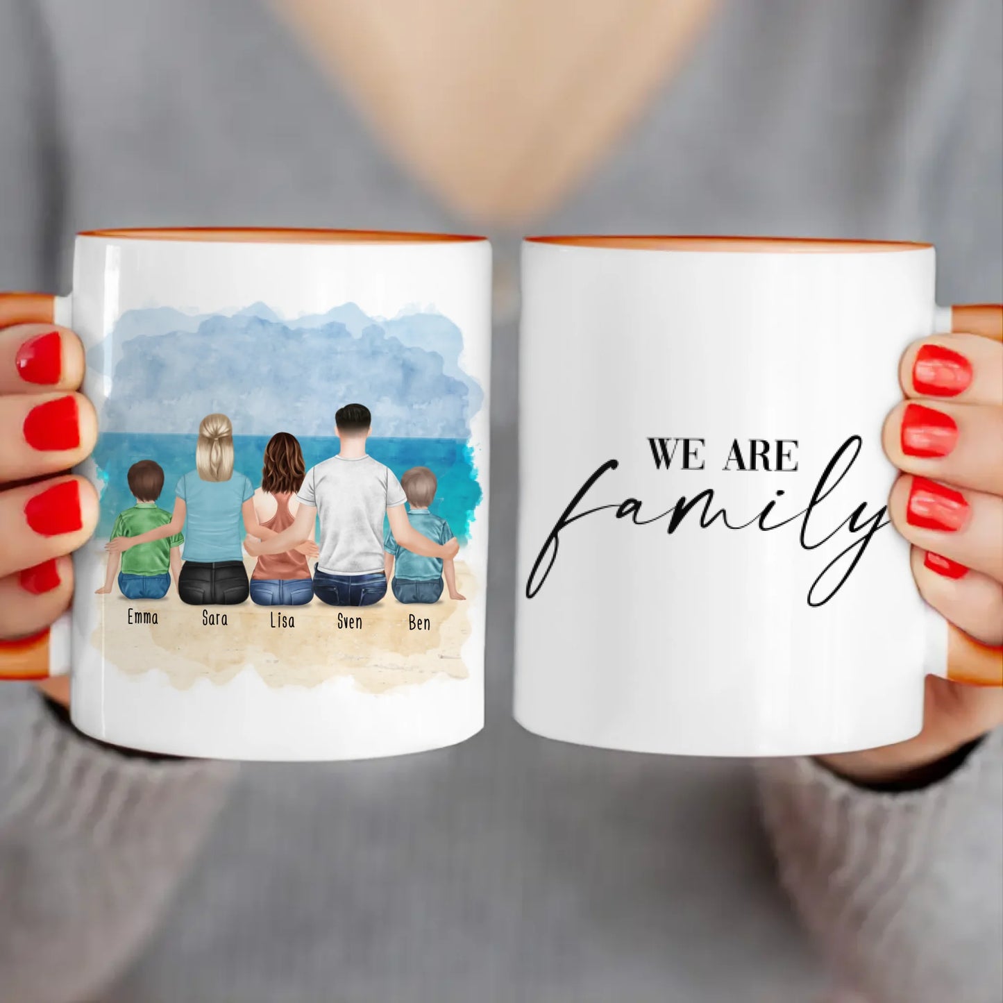 Personalisierte Tasse mit Familie (2 Kinder + 1 Teenanger)