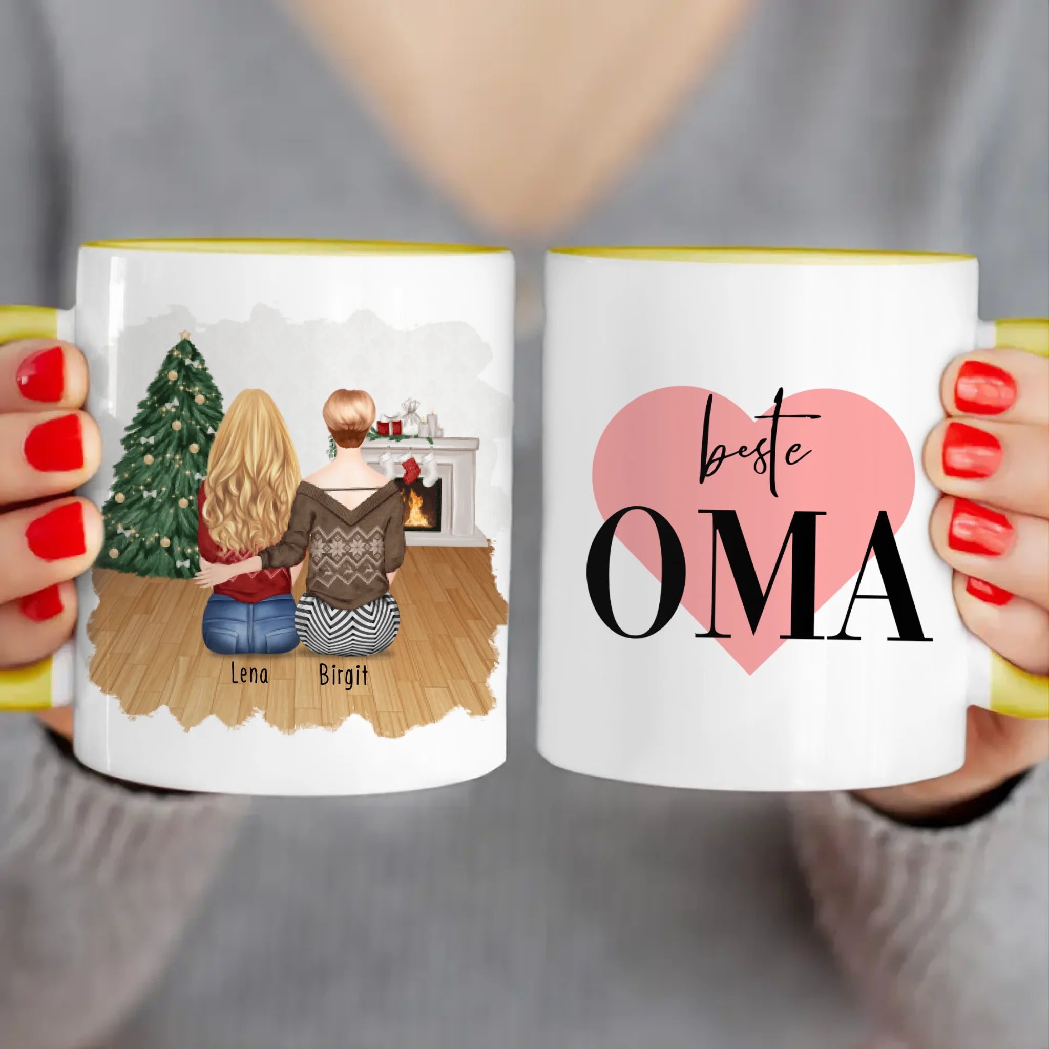 Personalisierte Tasse für Oma (1 Frau + 1 Oma) - Weihnachtstasse