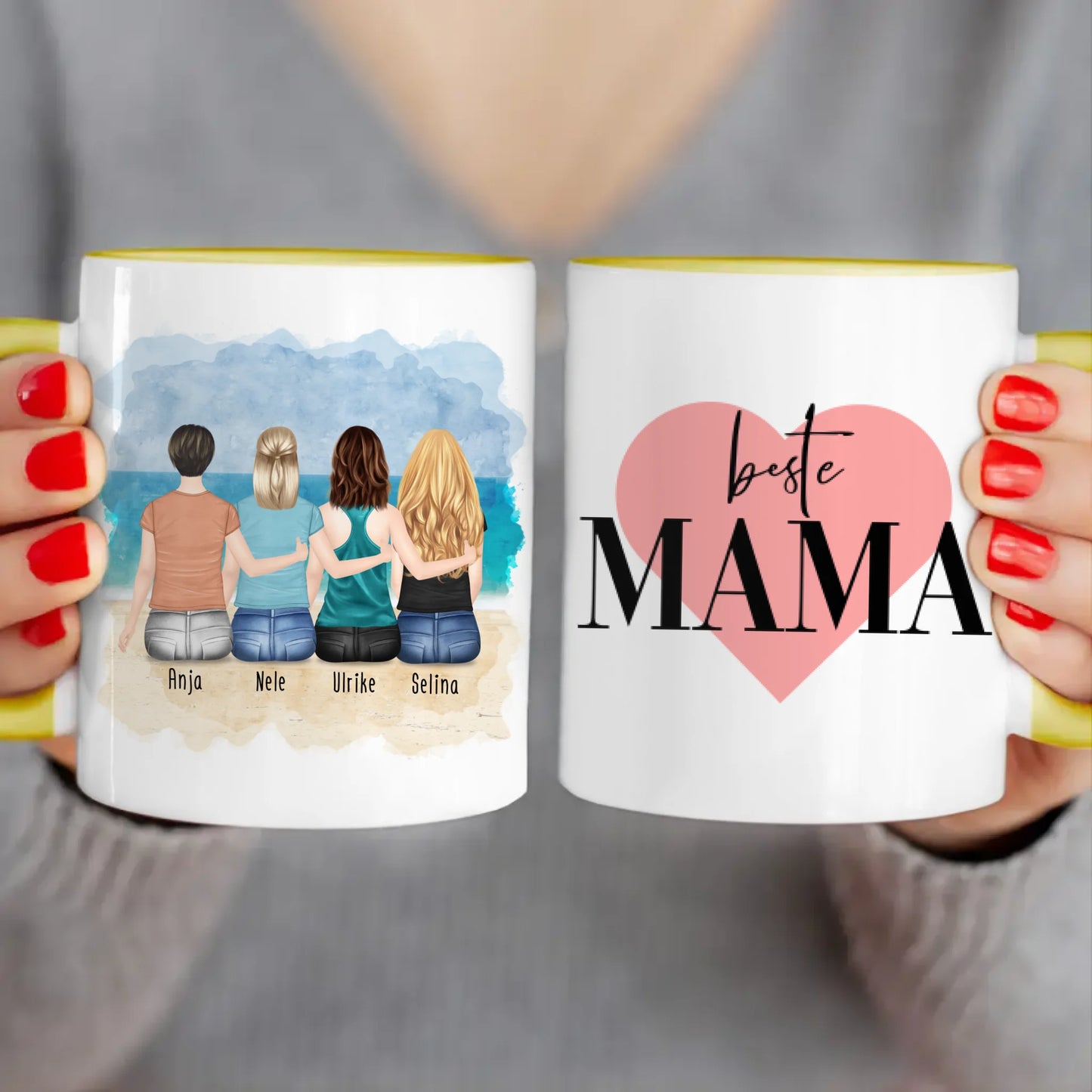 Personalisierte Tasse mit Mutter/Tochter (3 Töchter)