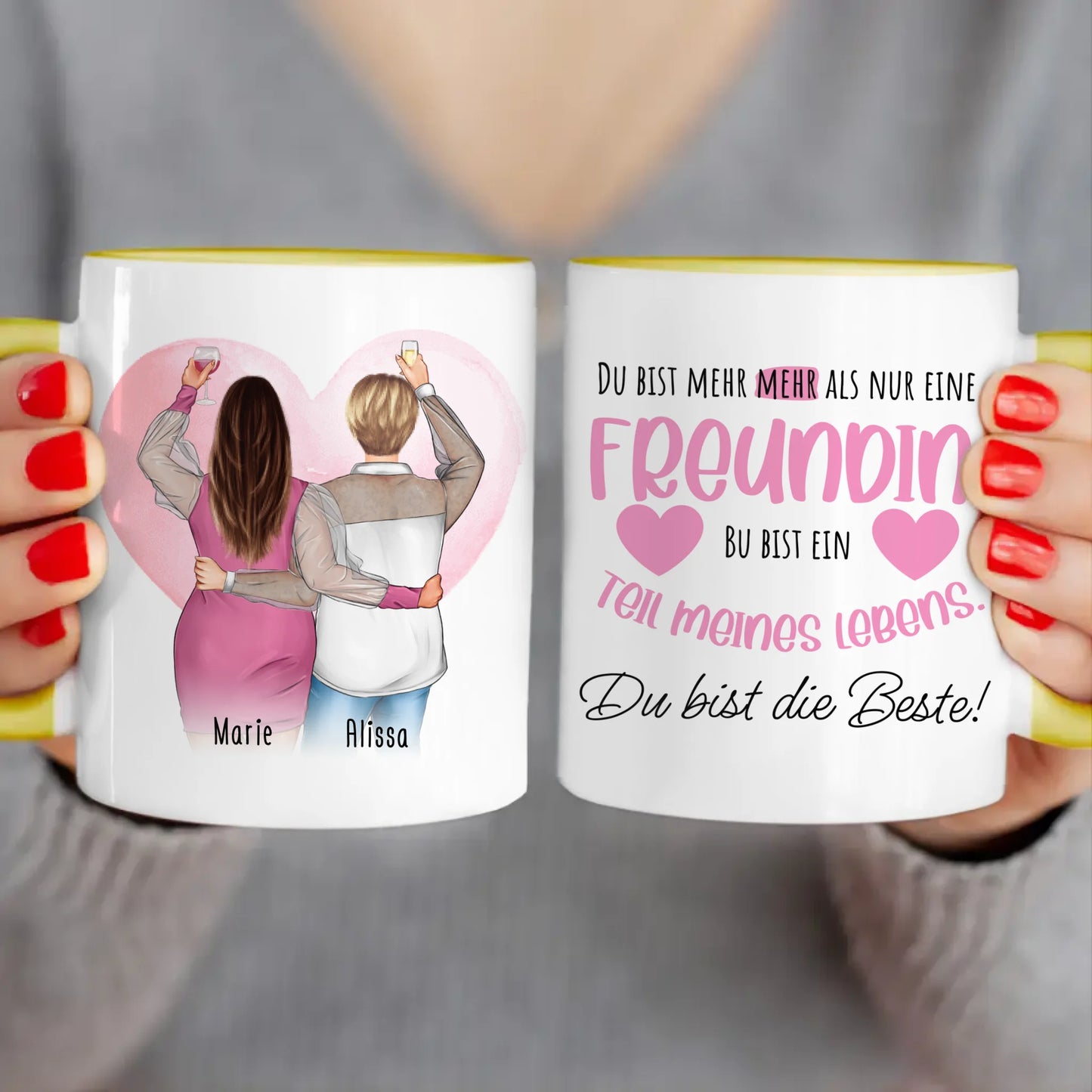 Personalisierte Tasse Beste Freundin (2 Freundinnen) (Plus Size)