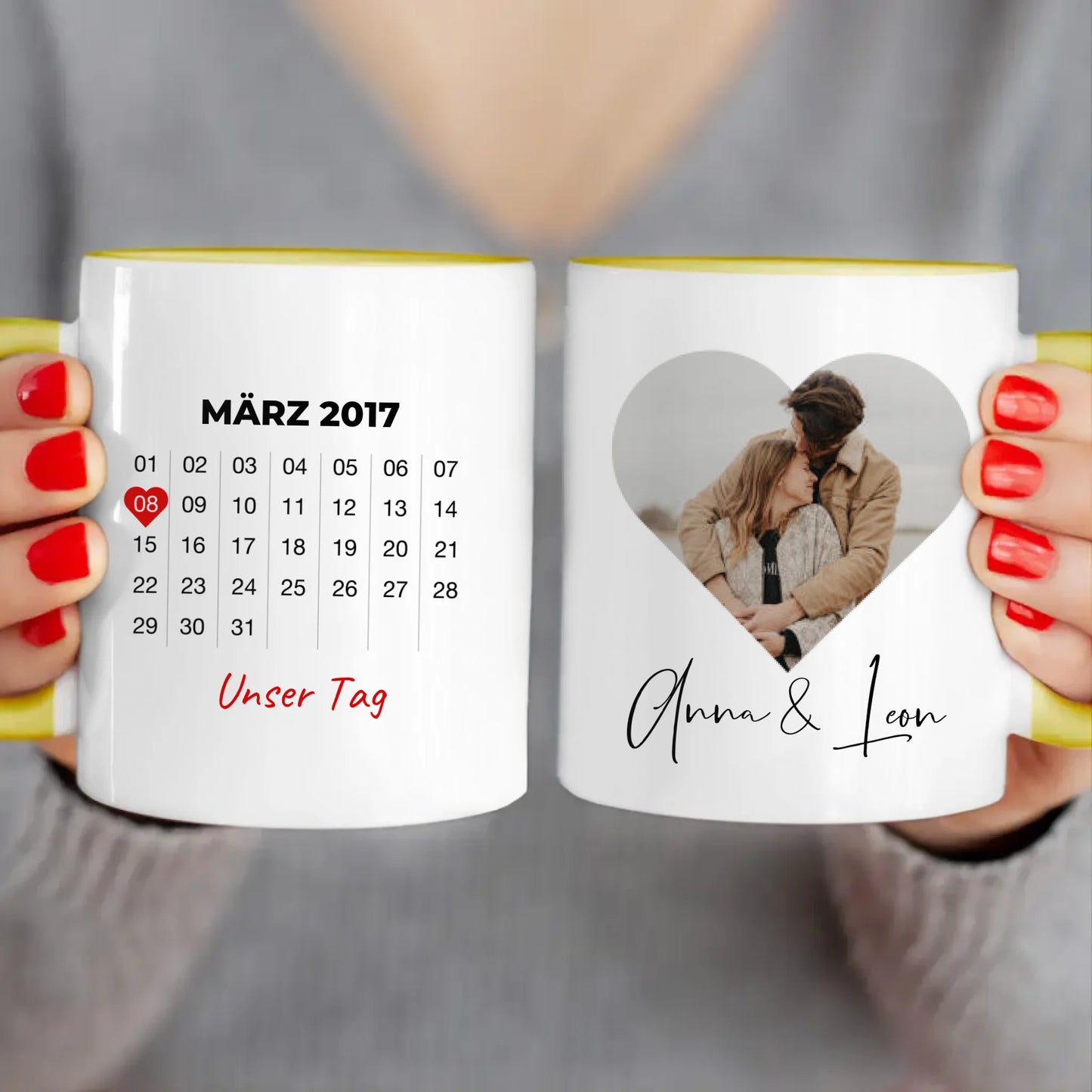 Personalisierte Tasse mit Jahrestag und Bild - Jahrestag Geschenk für Paare