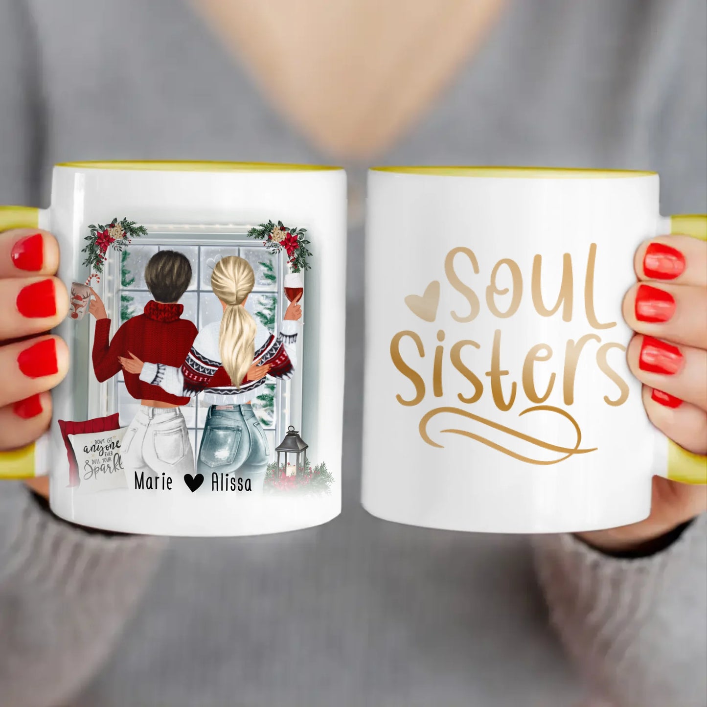 Personalisierte Tasse Beste Schwestern (2 Schwestern) - Weihnachtstasse