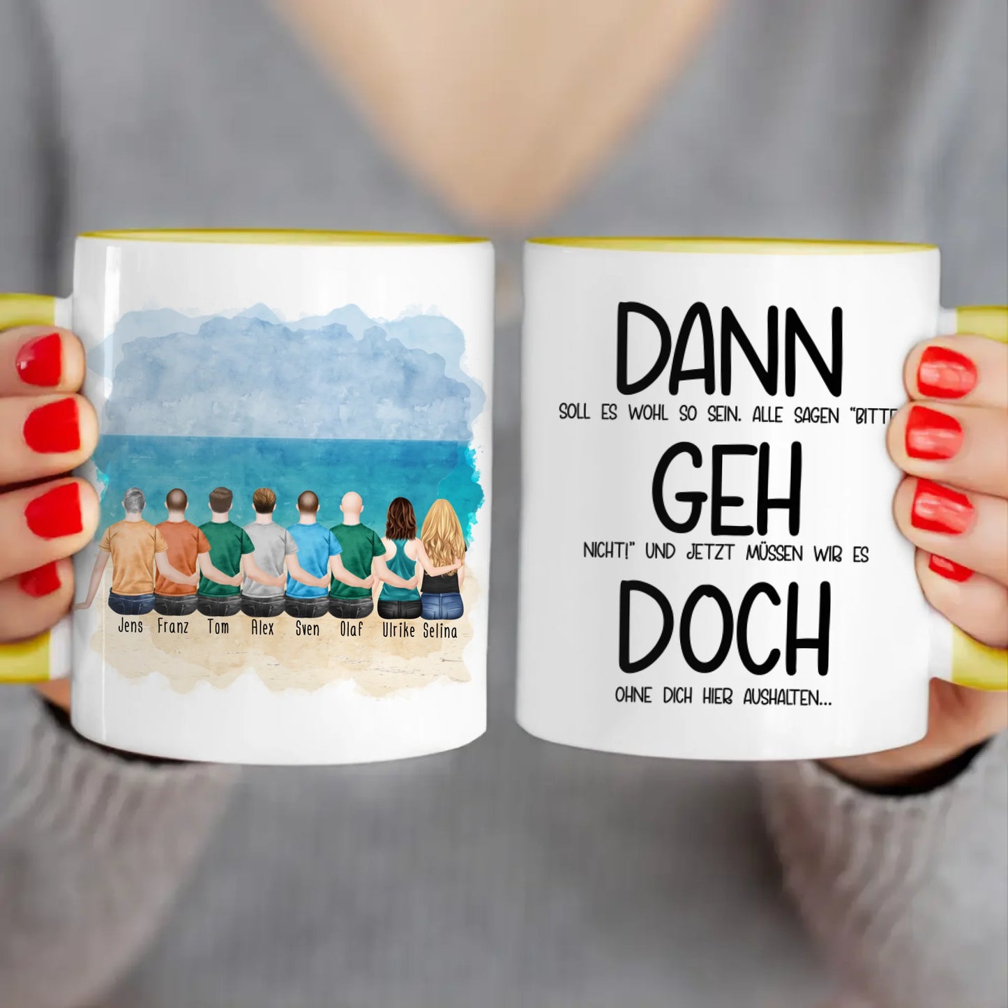 Personalisierte Tasse Kollegen (2 Frauen + 6 Männer) - Abschiedsgeschenk