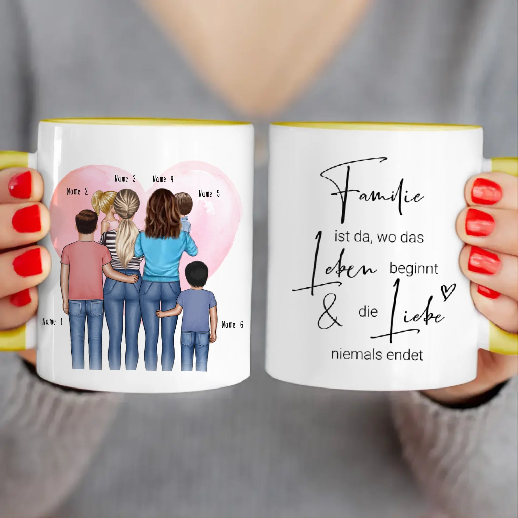 Personalisierte Tasse - Familie (lesbisch/gleichgeschlechtlich) mit 1-4 Kindern