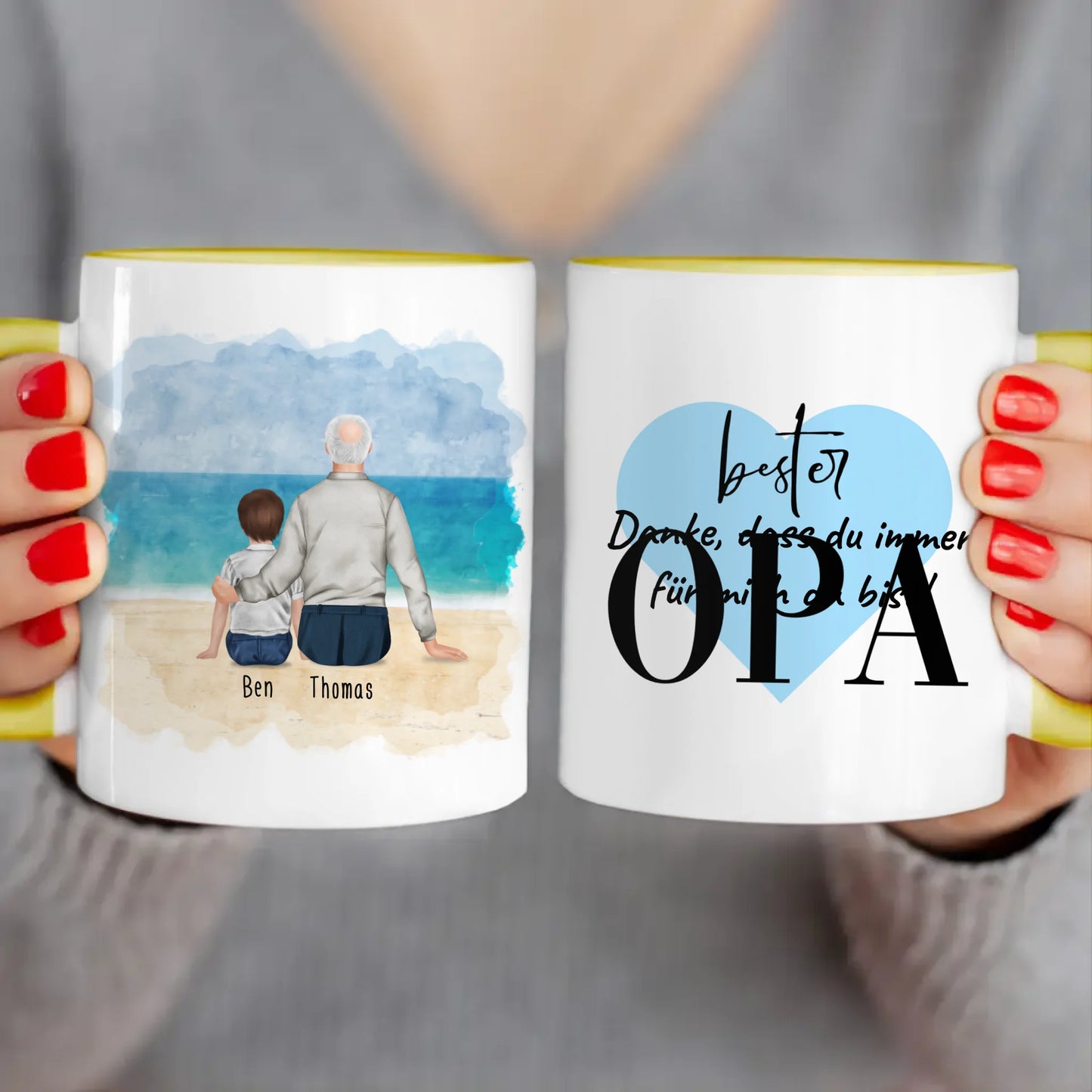 Personalisierte Tasse für Opa (1 Kind + 1 Opa)