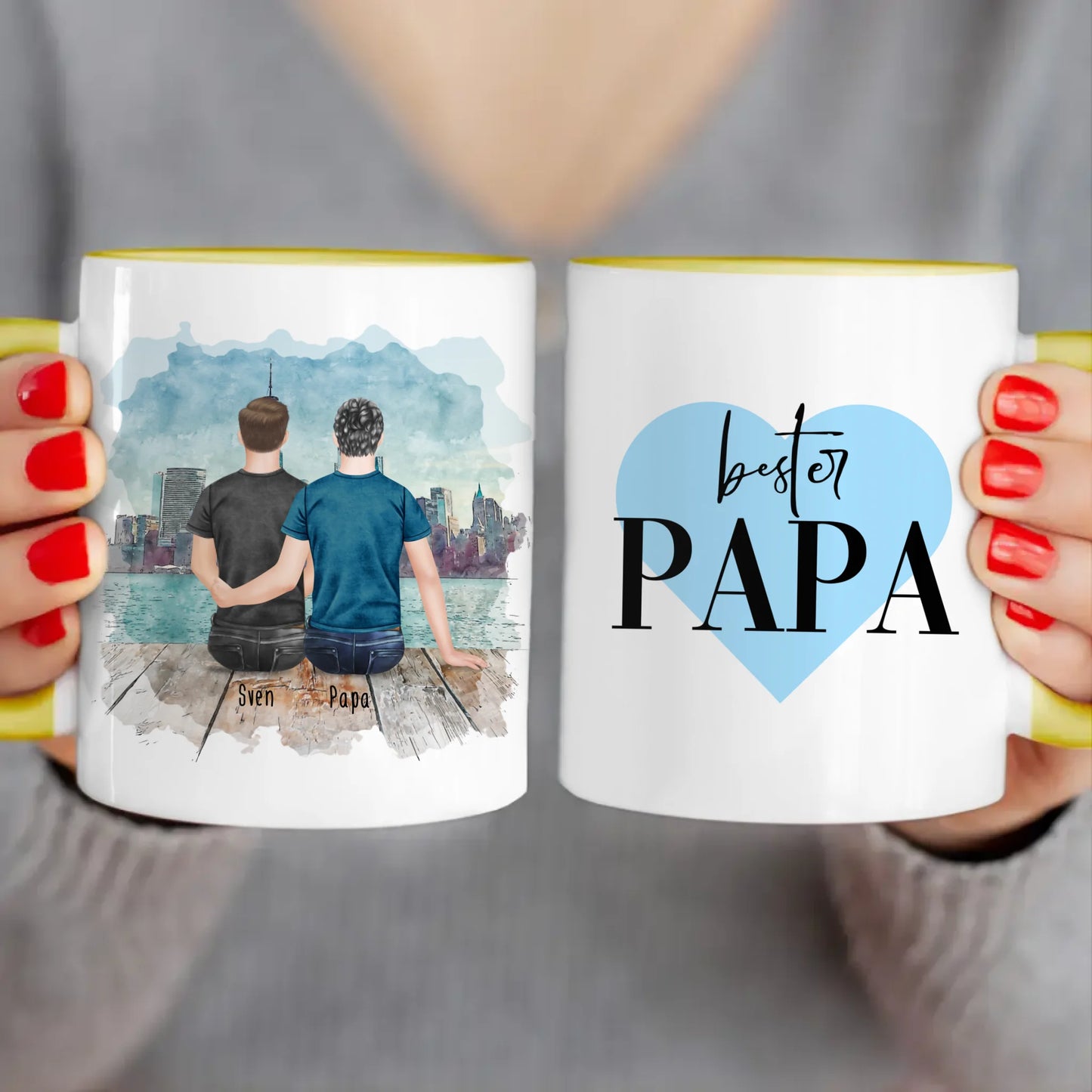 Personalisierte Tasse mit Vater/Sohn (1 Sohn)