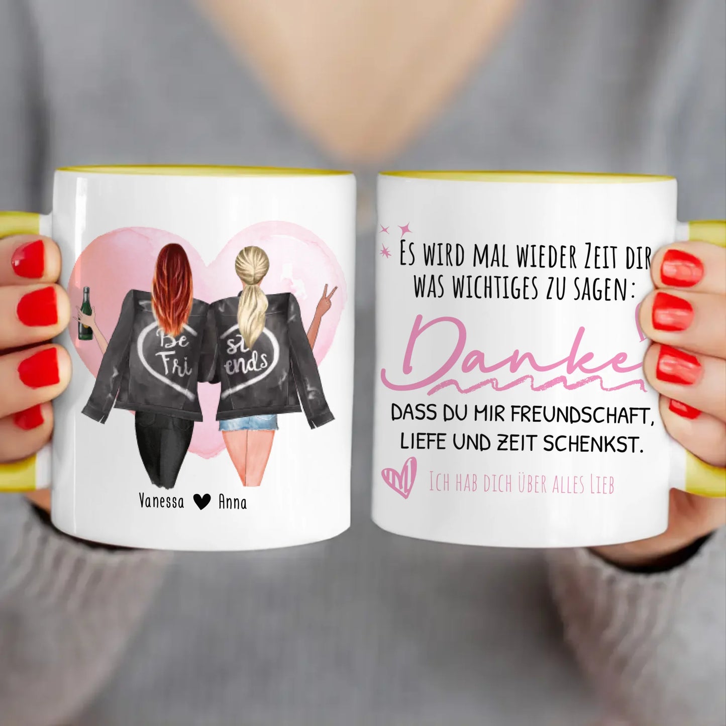 Personalisierte Beste Freundinnen Tasse mit Jacke