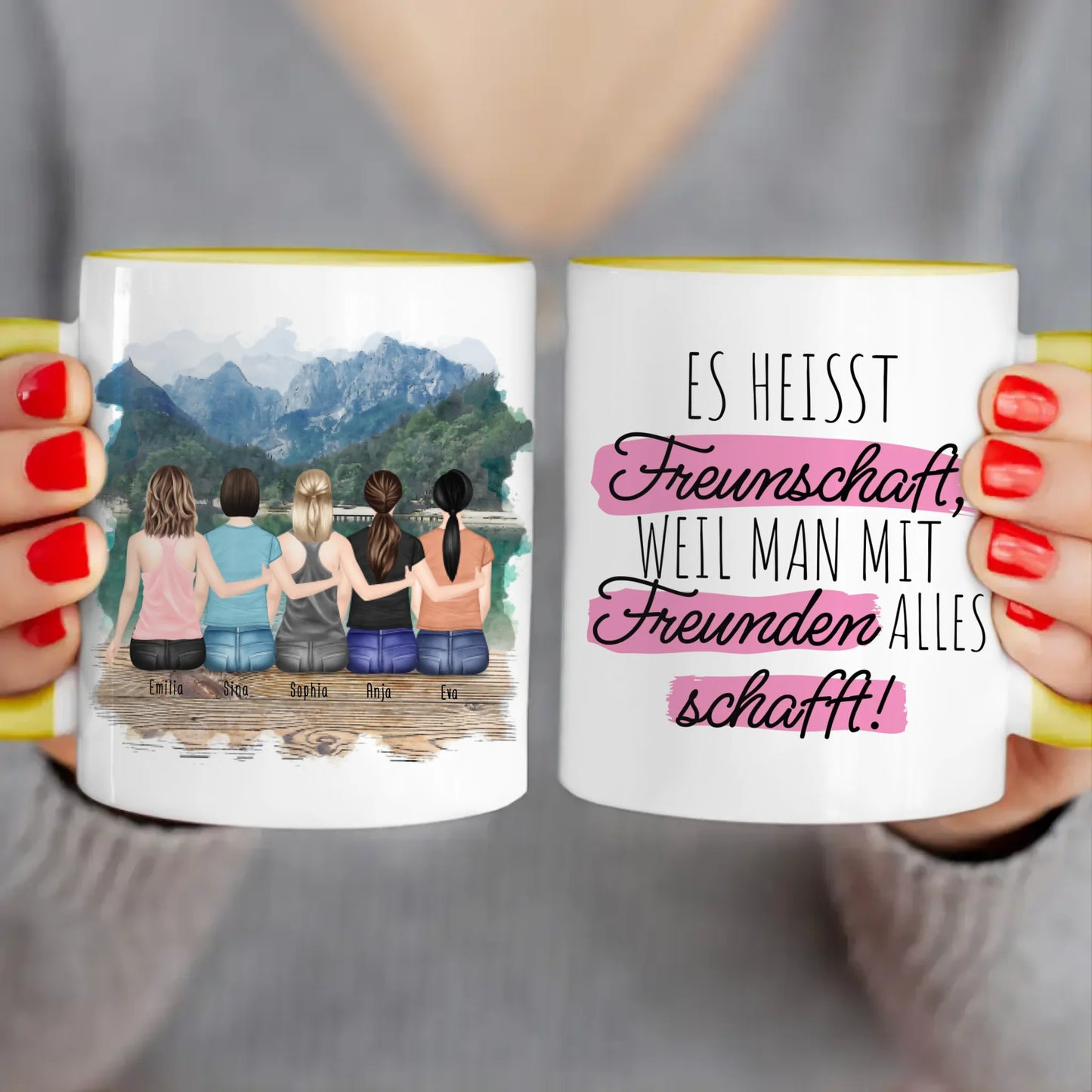 Personalisierte Tasse für Beste Freundinnen (5 Freundinnen)