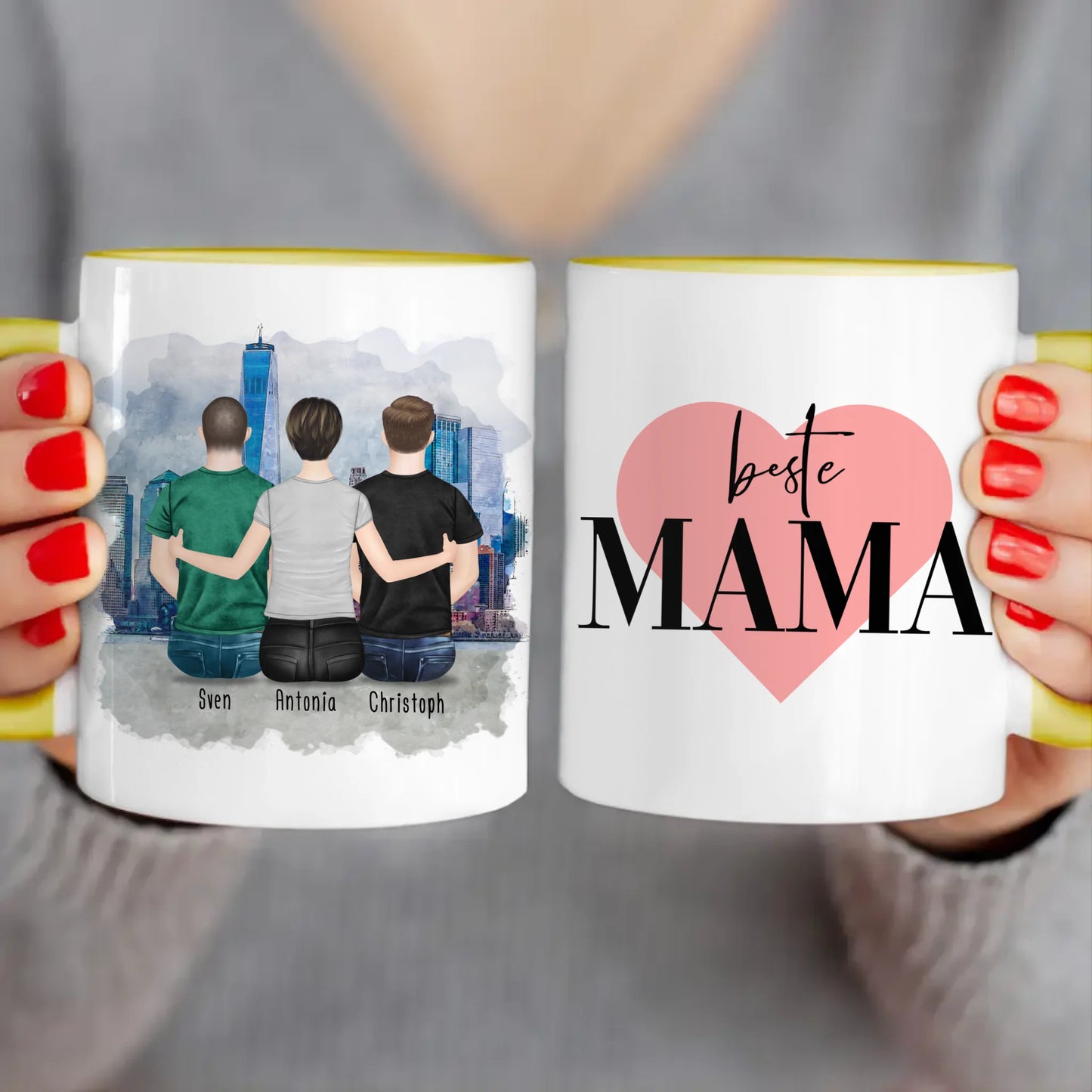 Personalisierte Tasse mit Mutter/Sohn (2 Söhne)