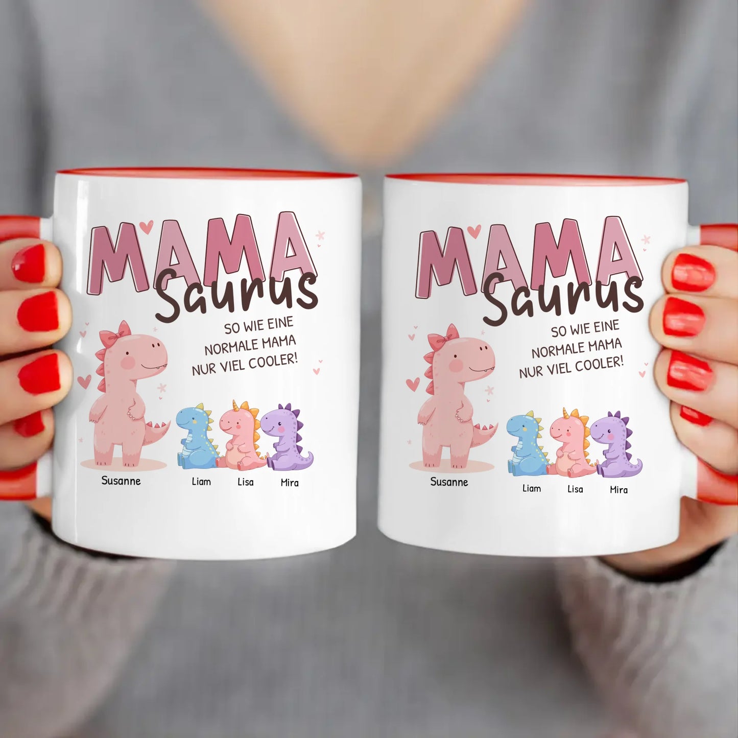 Personalisierte Tasse - Mamasaurus mit 1-10 Kindern