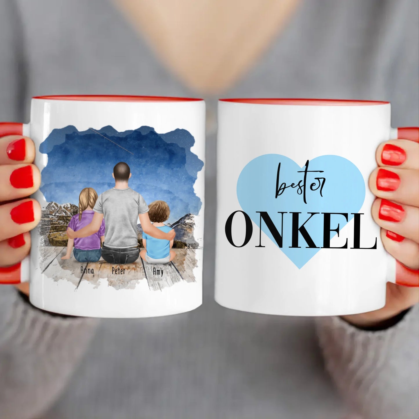 Personalisierte Tasse - 1 Kind + 1 Mann + 1 Baby - Bester Onkel