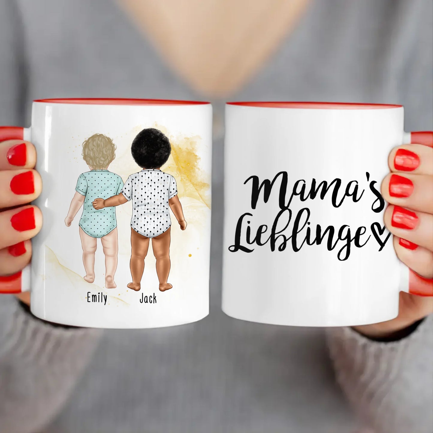 Personalisierte Tasse mit 2 Babys (stehend)