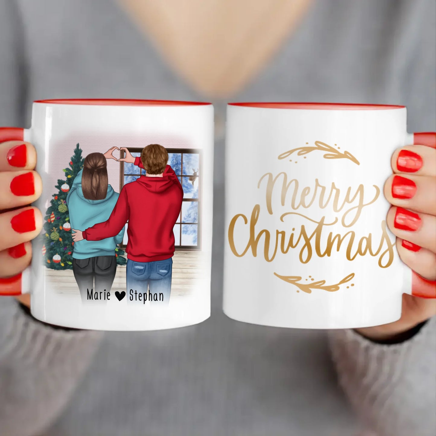 Personalisierte Tasse - Paar/Pärchen (stehend) - Weihnachtstasse