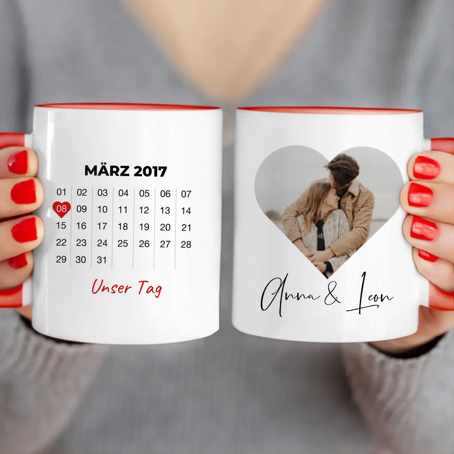 Personalisierte Tasse mit Jahrestag und Bild - Jahrestag Geschenk für Paare