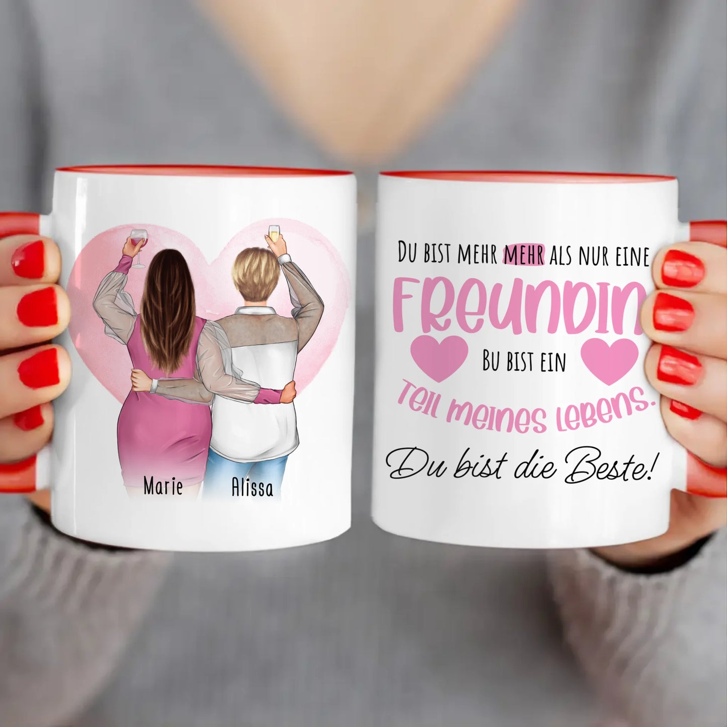 Personalisierte Tasse Beste Freundin (2 Freundinnen) (Plus Size)