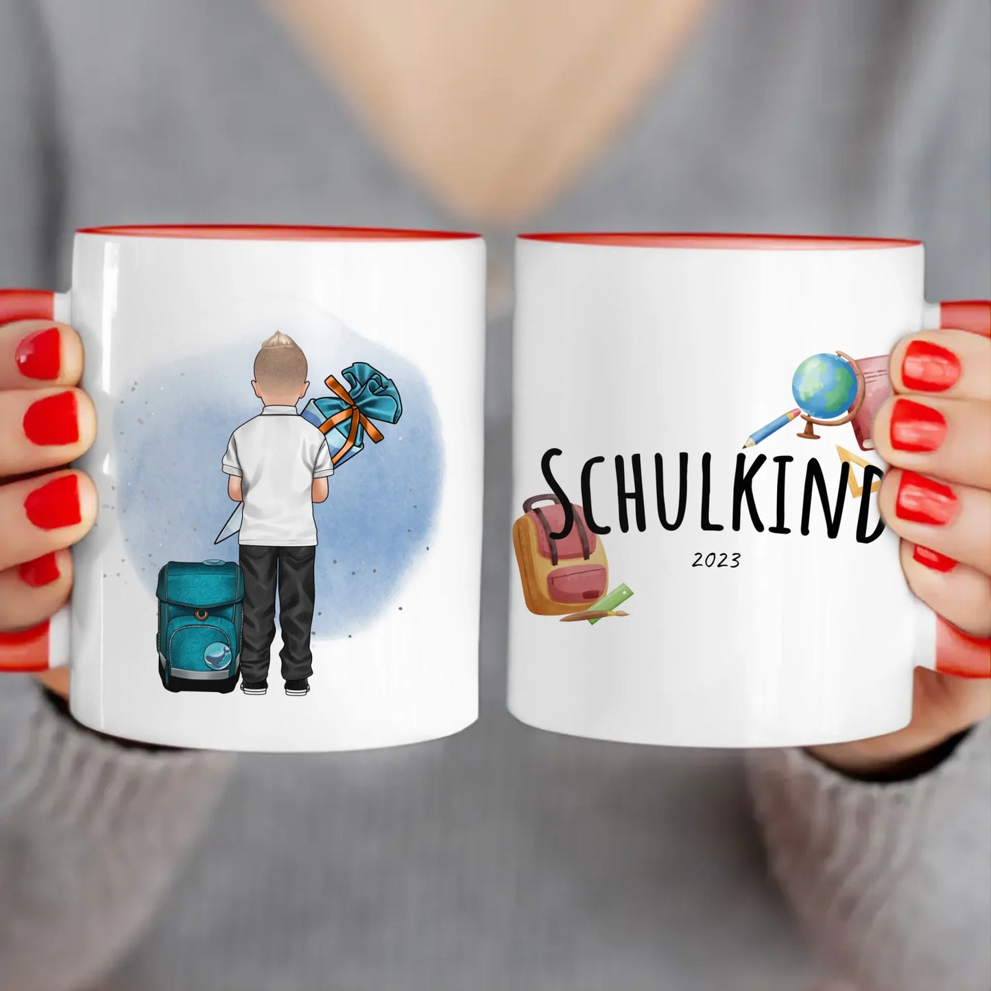 Personalisierte Tasse - Geschenk zur Einschulung (1 Junge)