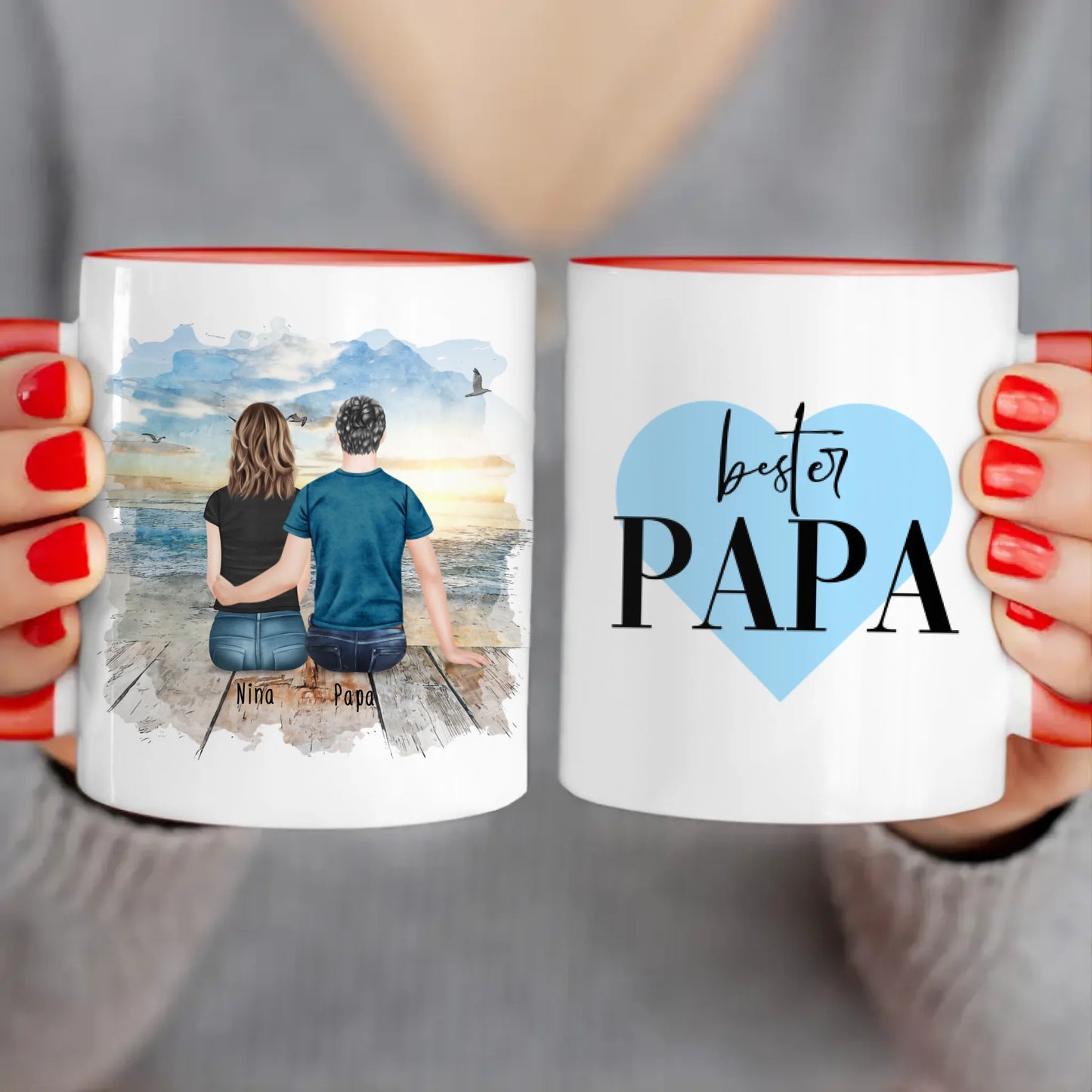 Personalisierte Tasse mit Vater/Tochter (1 Tochter)