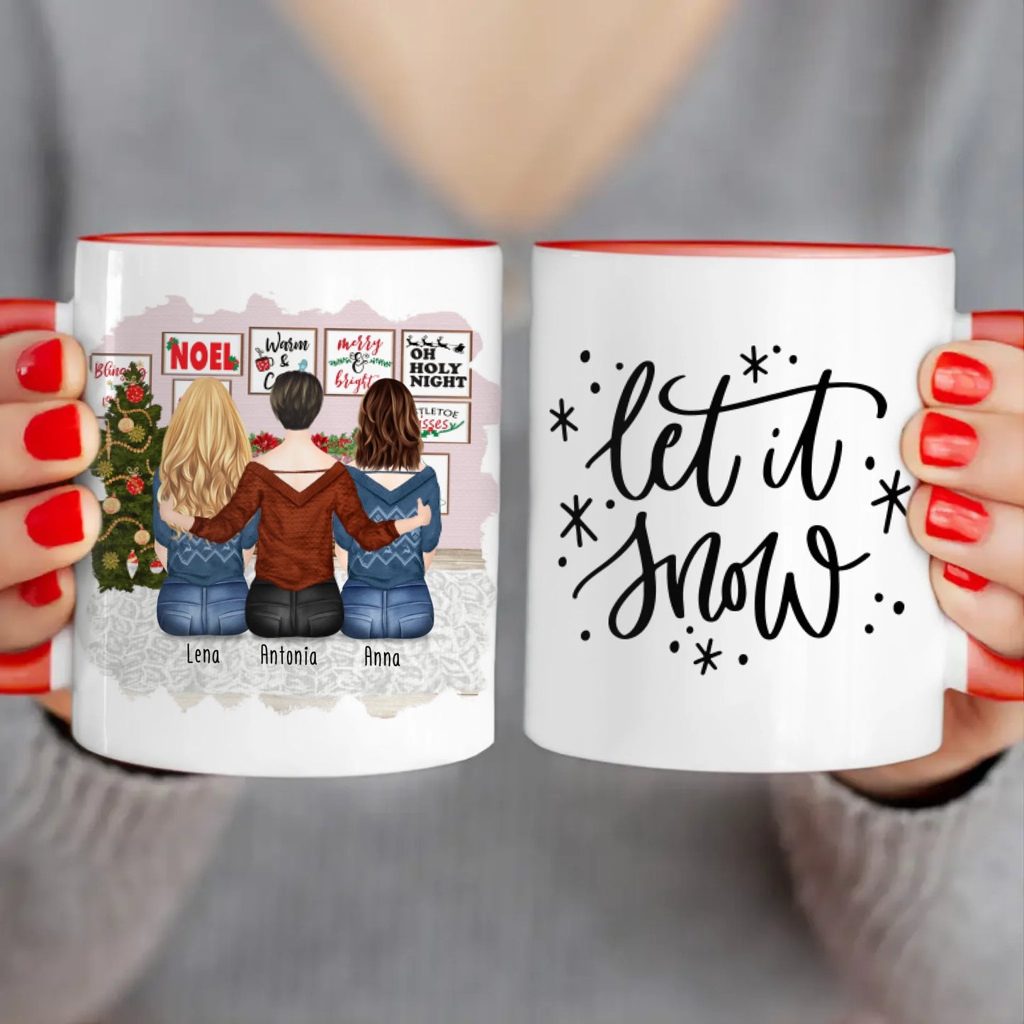 Personalisierte Tasse für Schwestern (3 Schwestern) - Weihnachtstasse