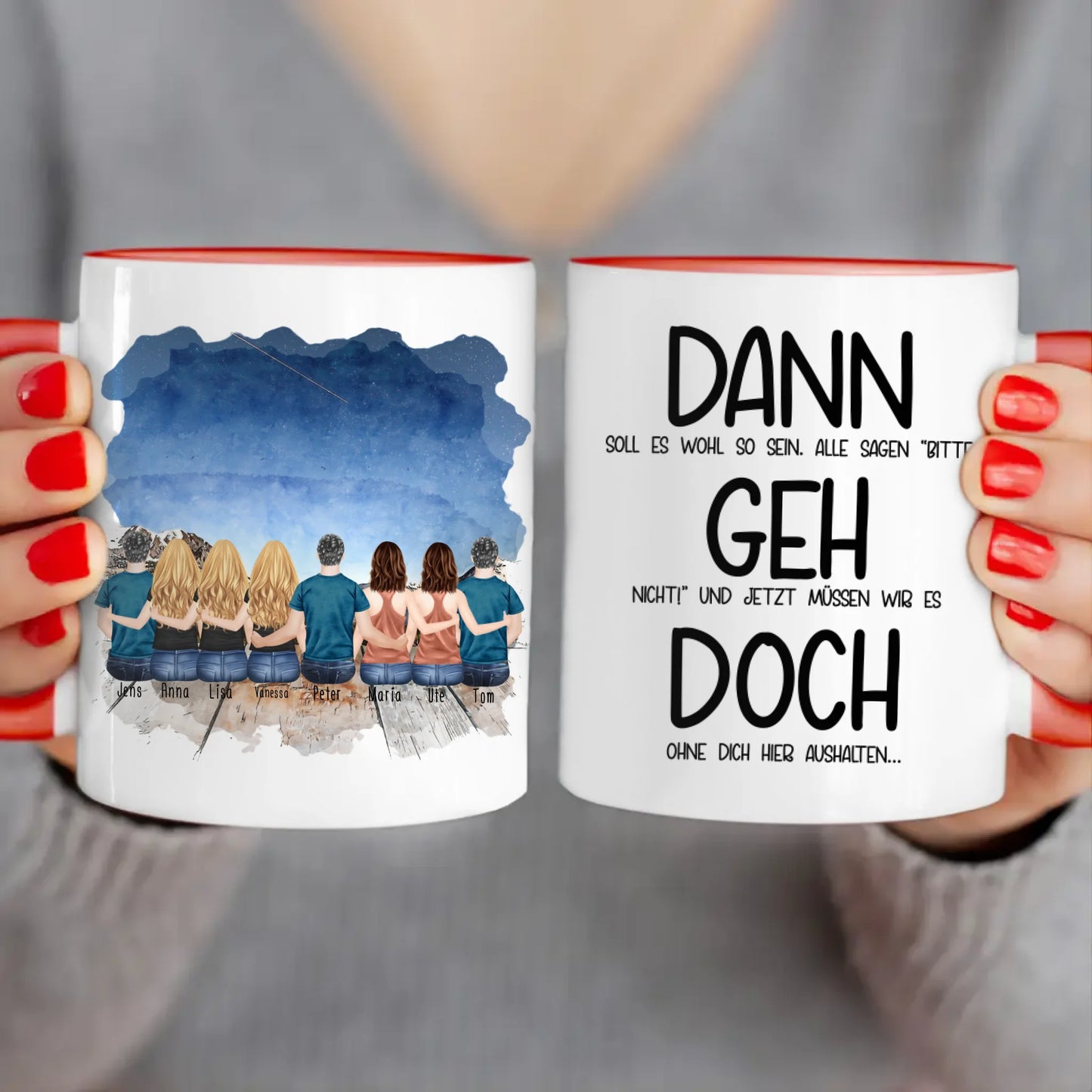 Personalisierte Tasse Kollegen (5 Frauen + 3 Männer) - Abschiedsgeschenk