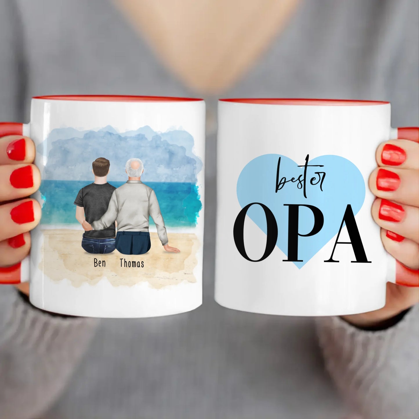 Personalisierte Tasse für Opa (1 Mann + 1 Opa)