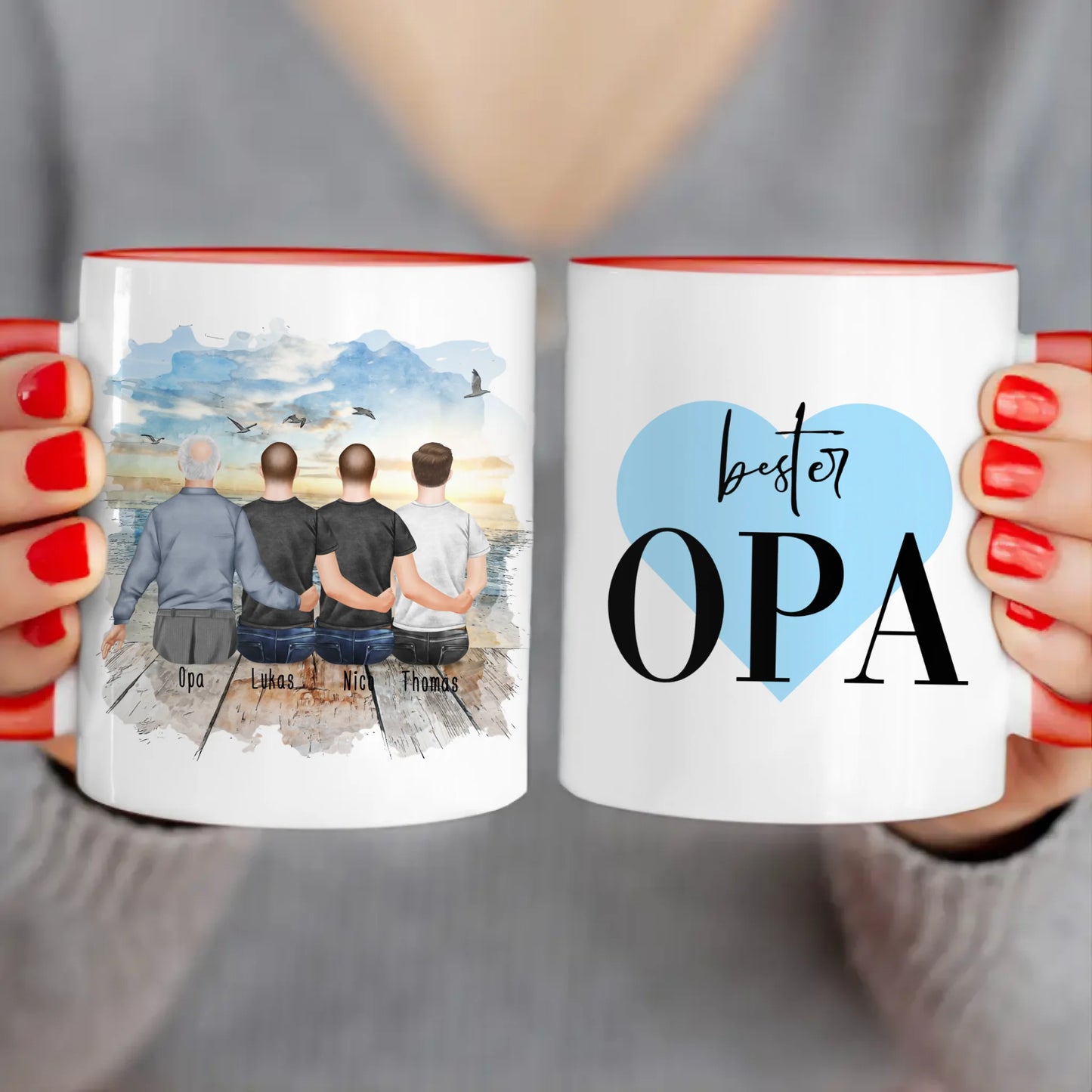 Personalisierte Tasse für Opa (3 Männer + 1 Opa)