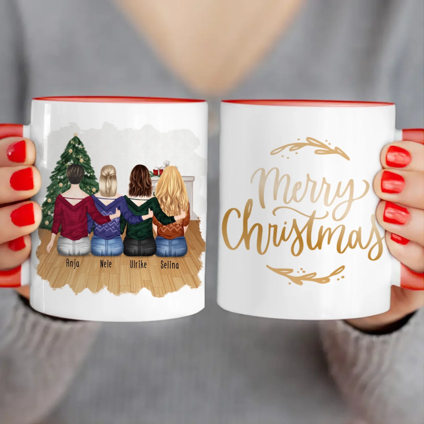 Personalisierte Tasse für Beste Freundinnen (4 Freundinnen) - Weihnachtstasse