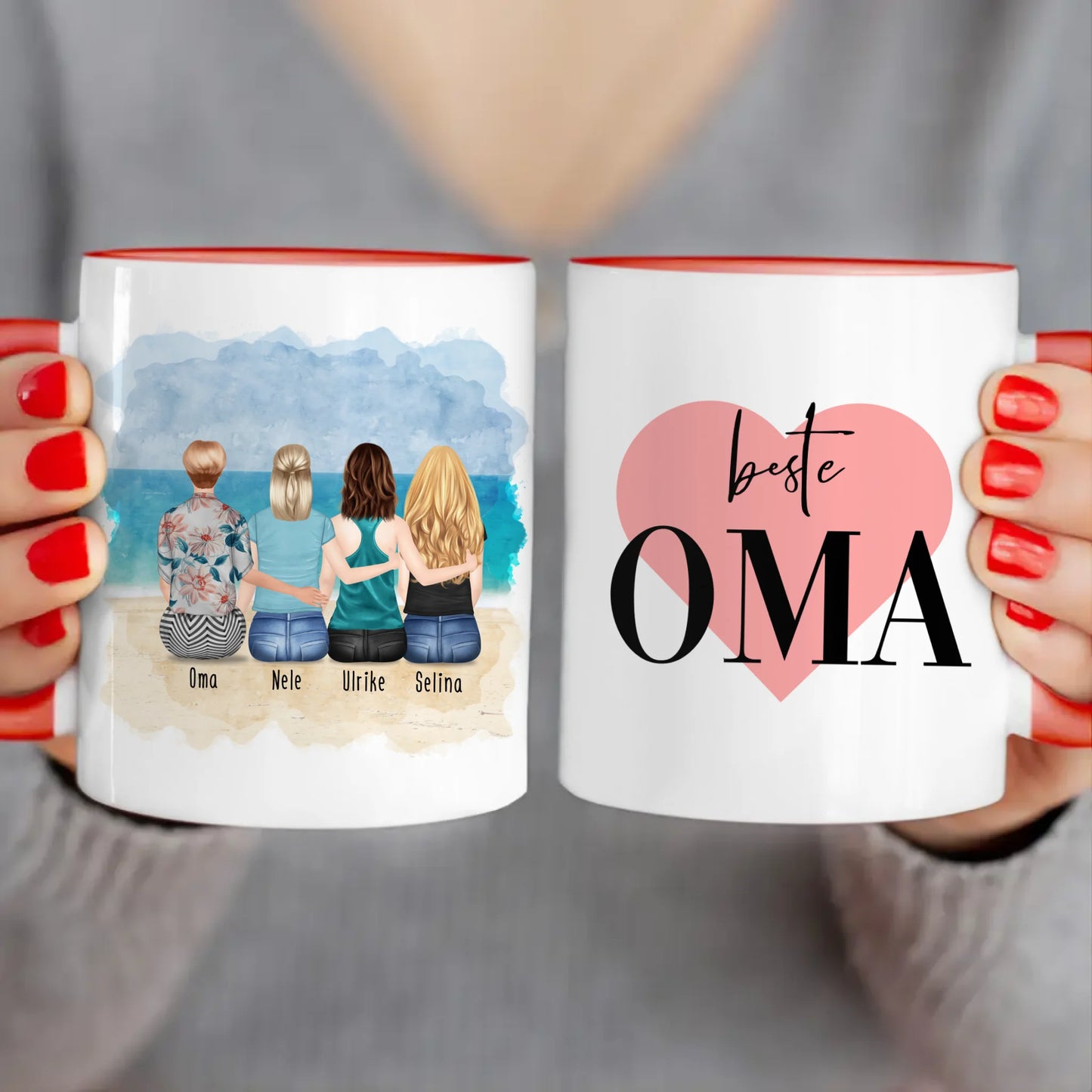 Personalisierte Tasse für Oma (3 Frauen + 1 Oma)