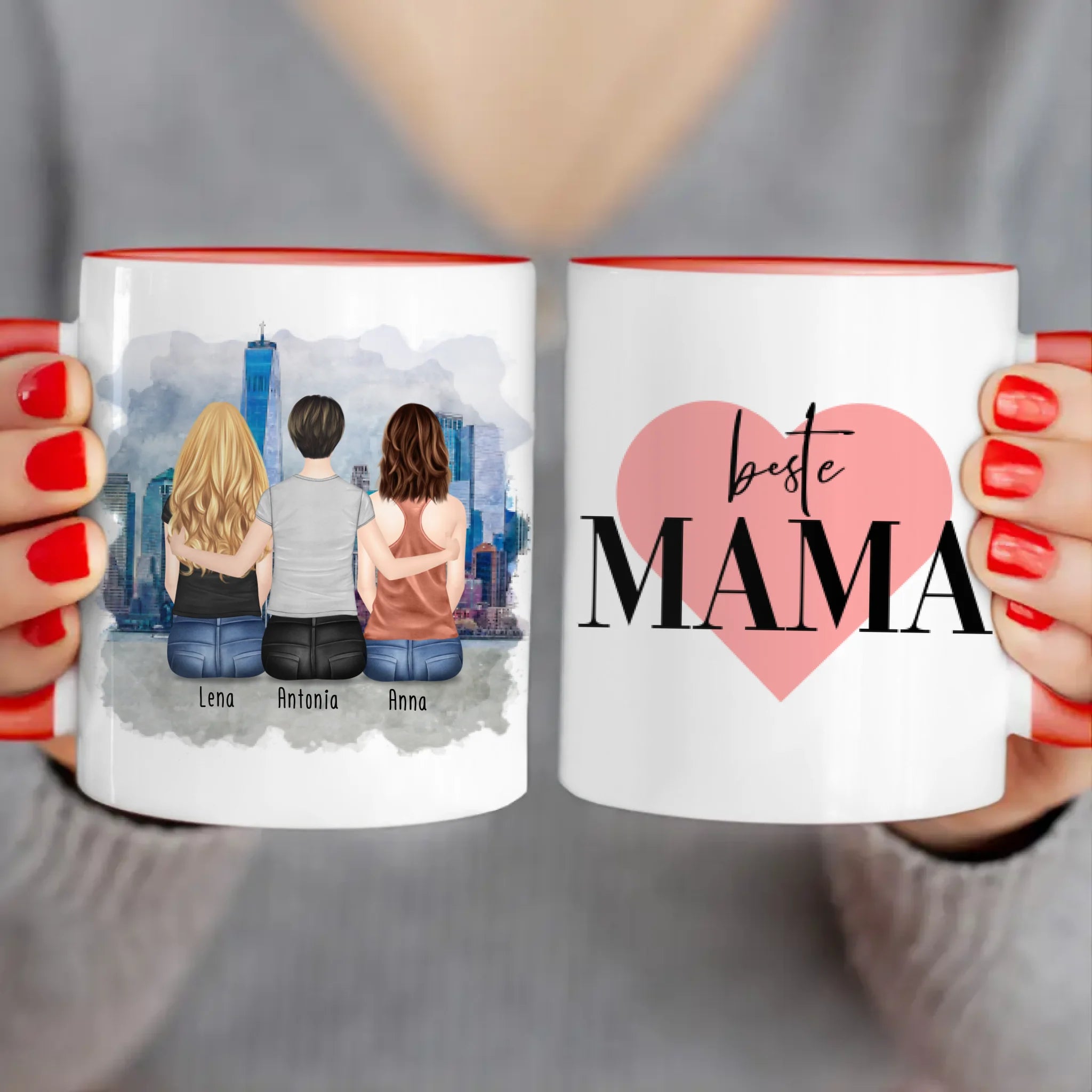 Personalisierte Tasse mit Mutter/Tochter (2 Töchter)