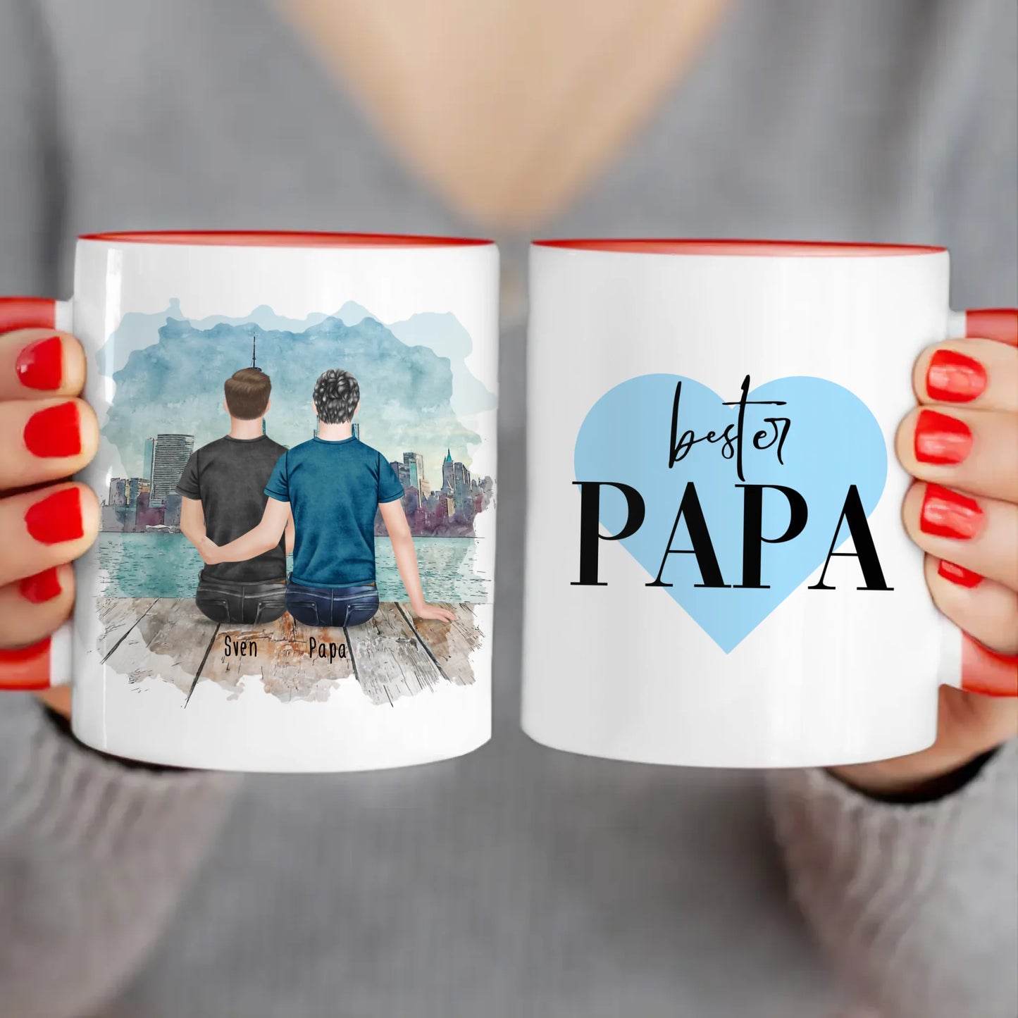 Personalisierte Tasse mit Vater/Sohn (1 Sohn)