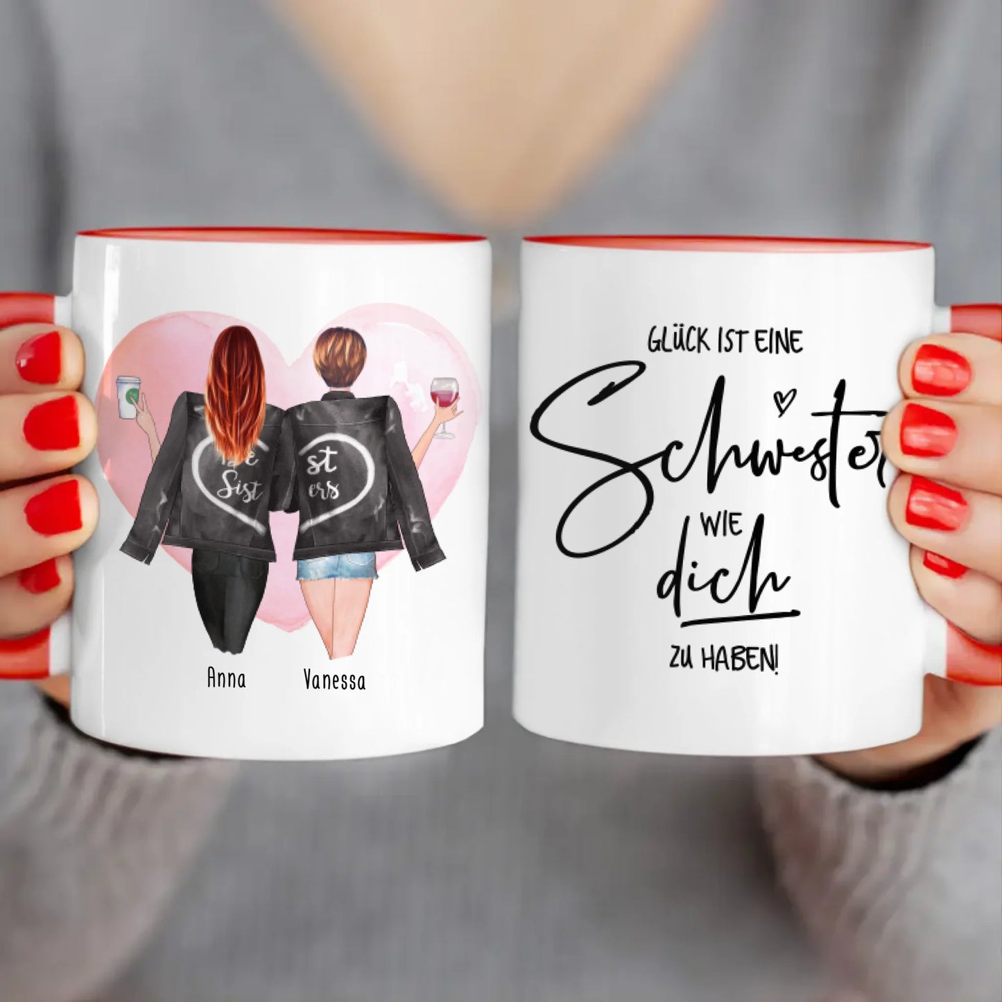 Personalisierte Beste Schwestern Tasse mit Jacke