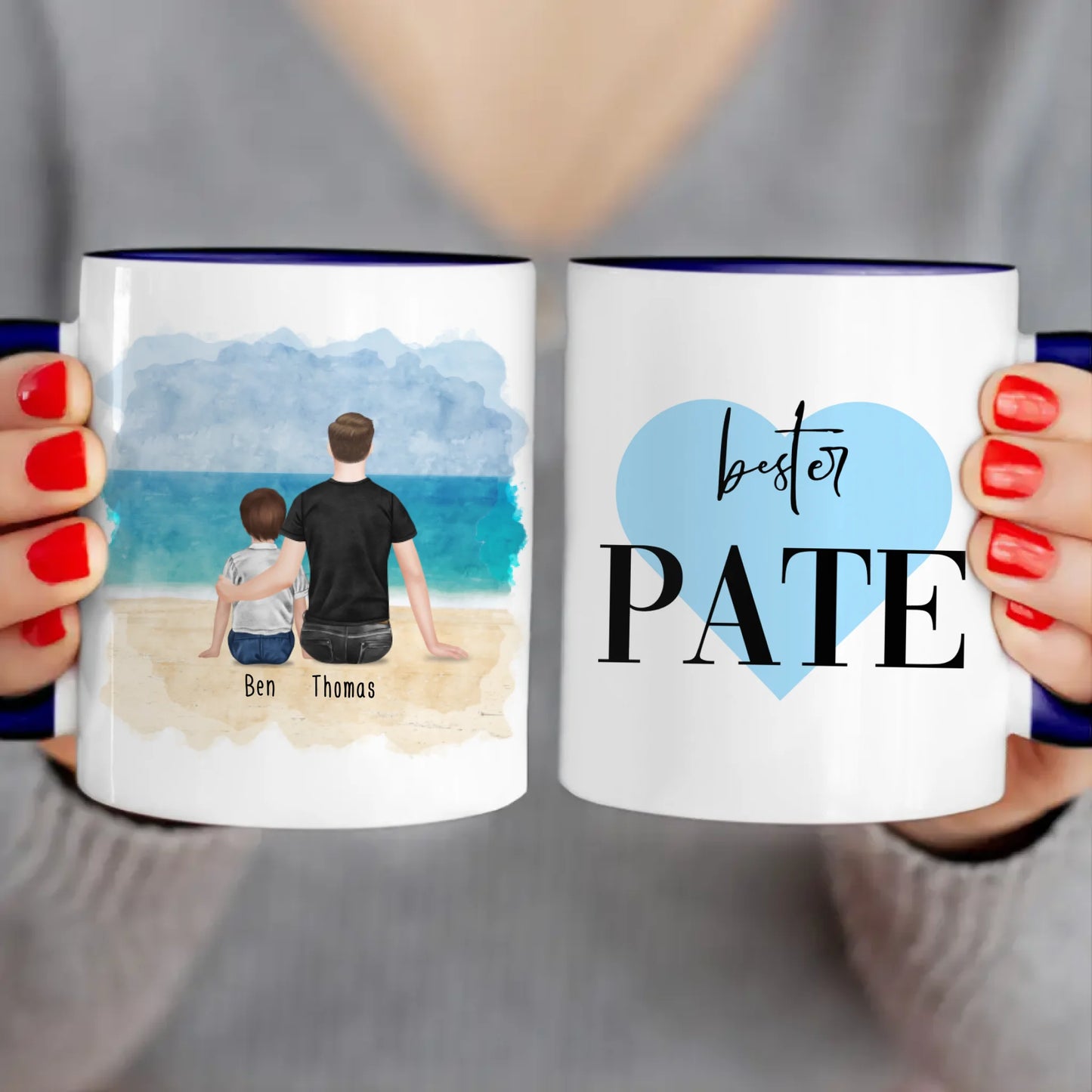 Personalisierte Tasse - Bester Pate (1 Kind + 1 Mann)