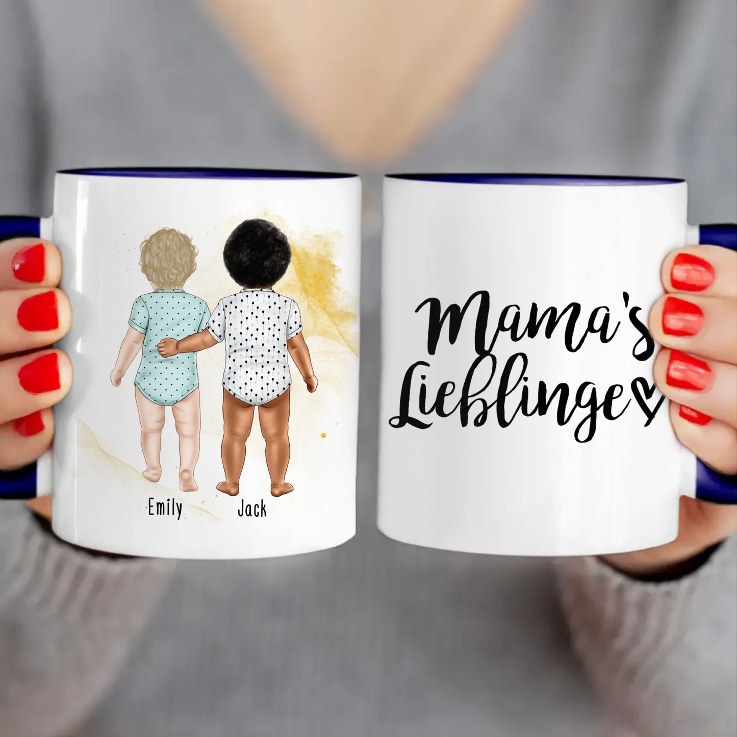 Personalisierte Tasse mit 2 Babys (stehend)