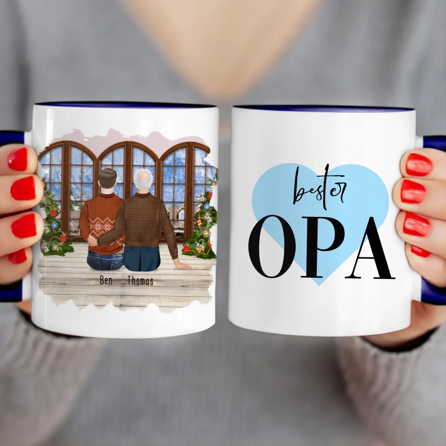 Personalisierte Tasse für Opa (1 Mann + 1 Opa) - Weihnachtstasse