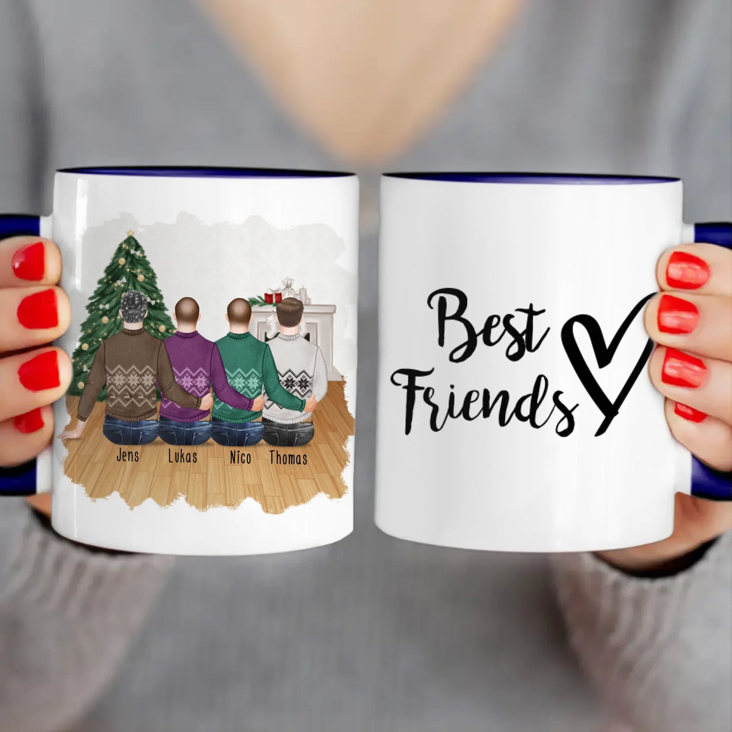 Personalisierte Tasse - Beste Freunde (4 Männer) - Weihnachtstasse