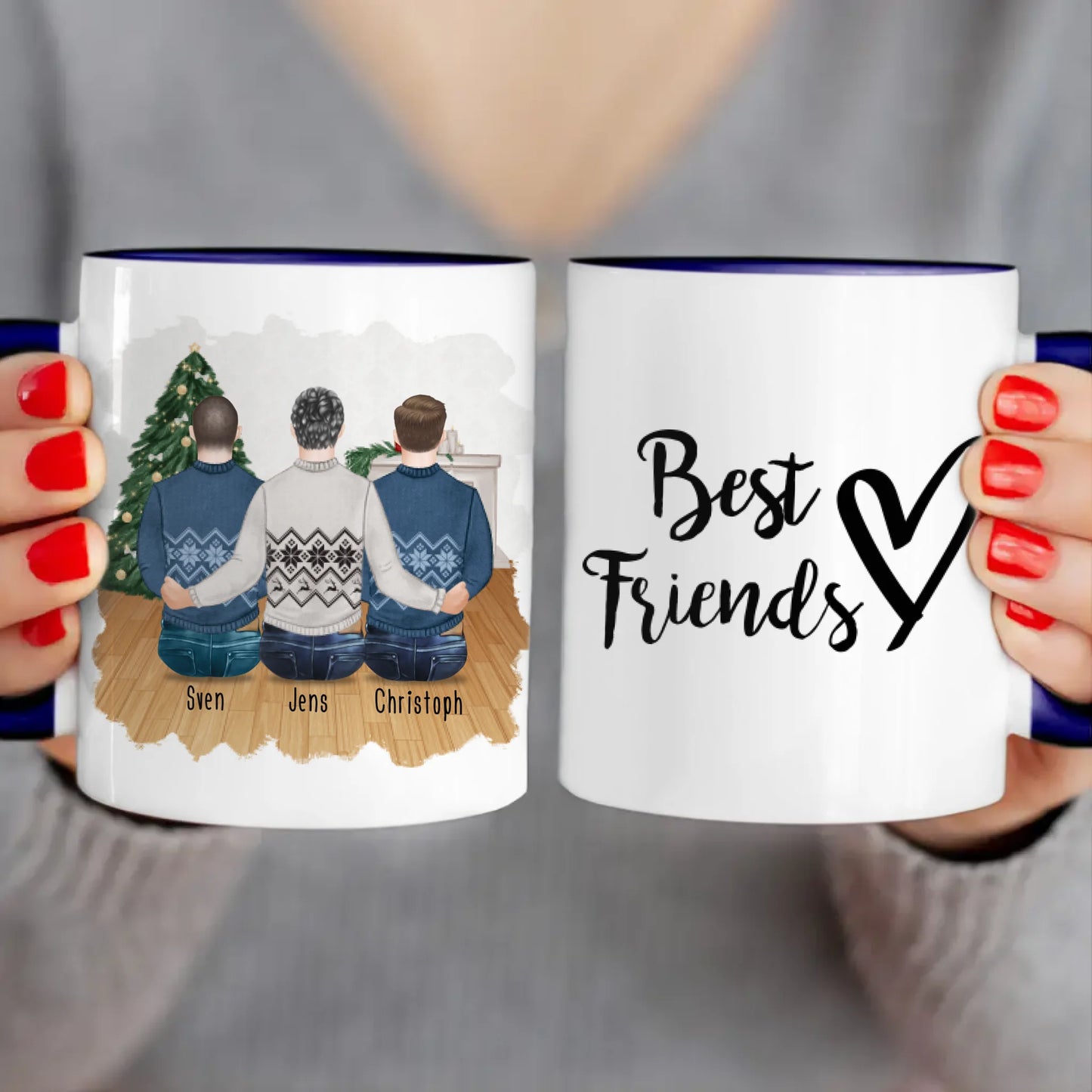 Personalisierte Tasse - Beste Freunde (3 Männer) - Weihnachtstasse