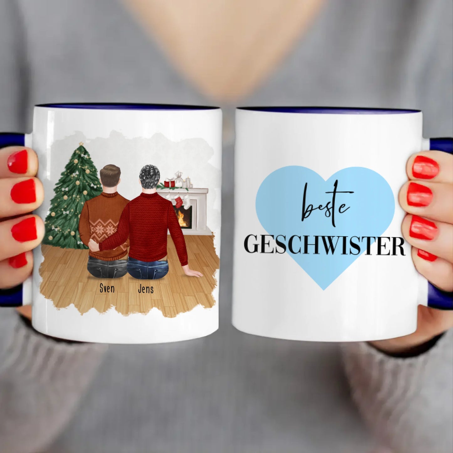 Personalisierte Tasse mit Bruder (2 Brüder) - Weihnachtstasse