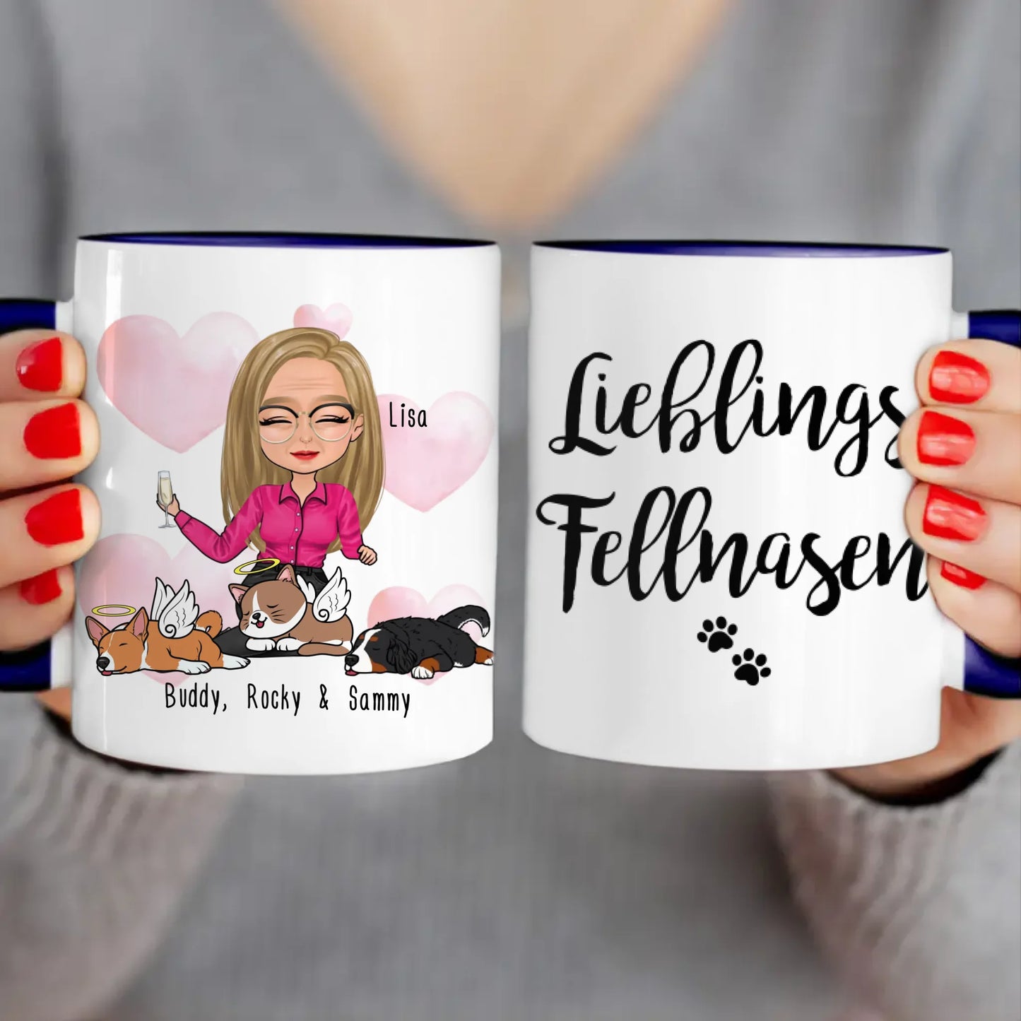 Personalisierte Tasse Hundemama/Katzenmama/Tiermama (1-8 Hunde/Katzen)