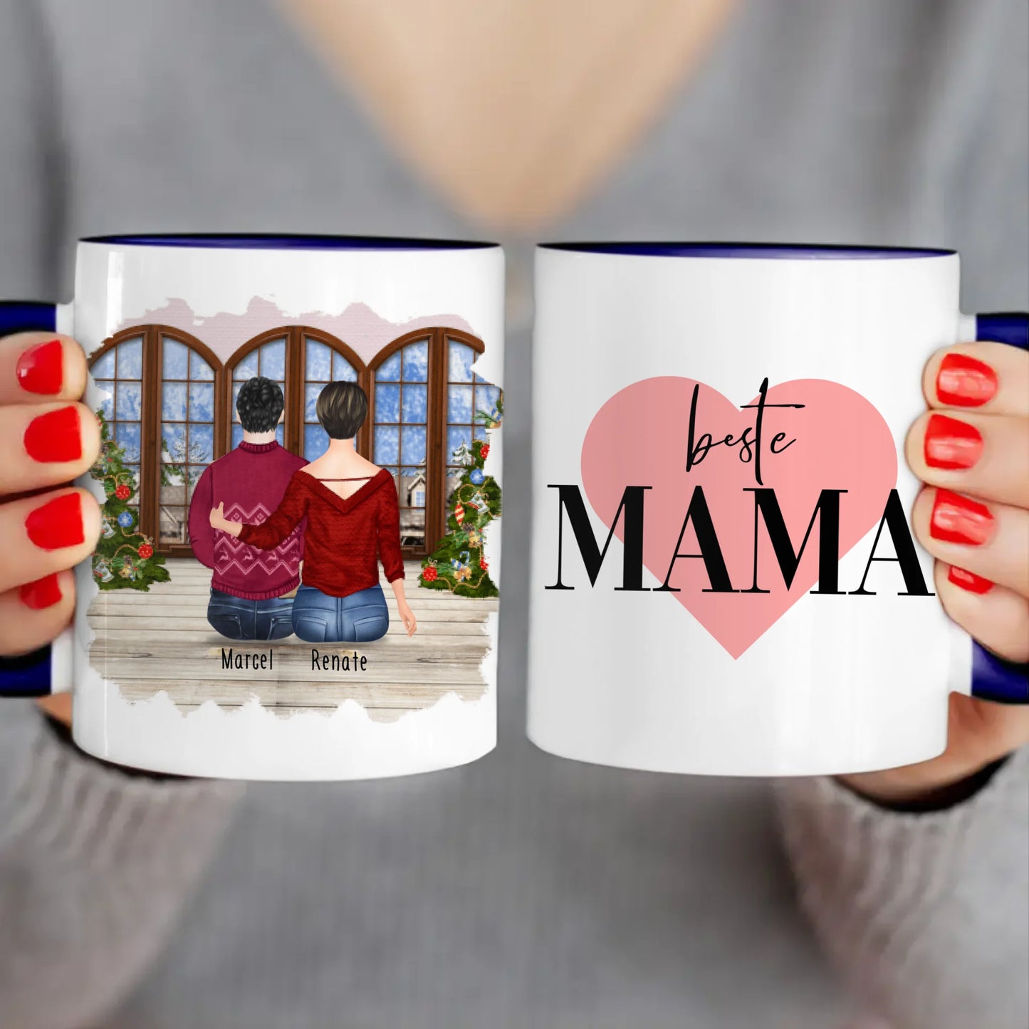 Personalisierte Tasse mit Mutter/Sohn (1 Sohn) - Weihnachtstasse