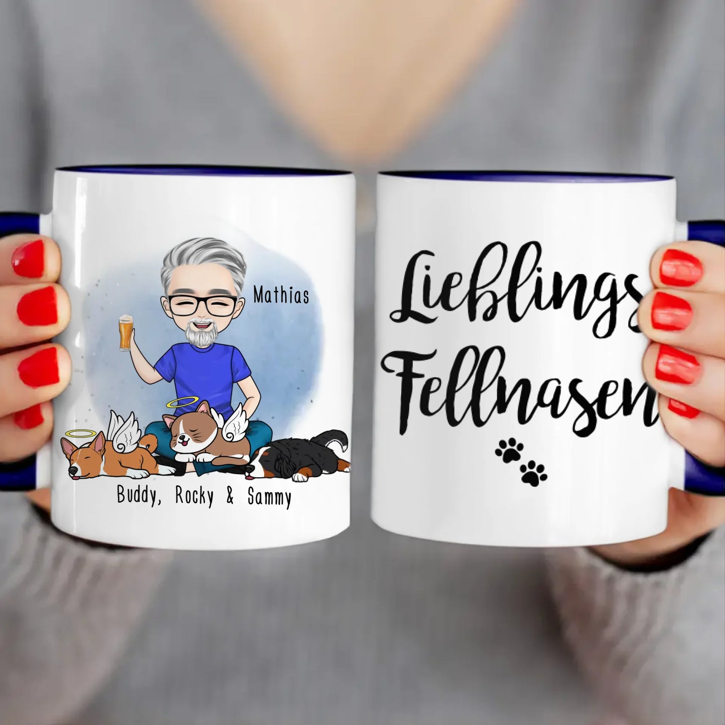 Personalisierte Tasse Hundepapa/Katzenpapa/Tierpapa (1-8 Hunde/Katzen)