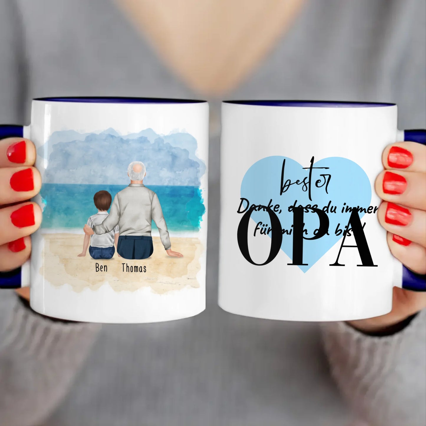 Personalisierte Tasse für Opa (1 Kind + 1 Opa)