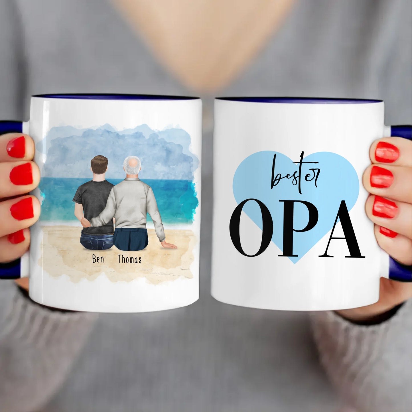 Personalisierte Tasse für Opa (1 Mann + 1 Opa)