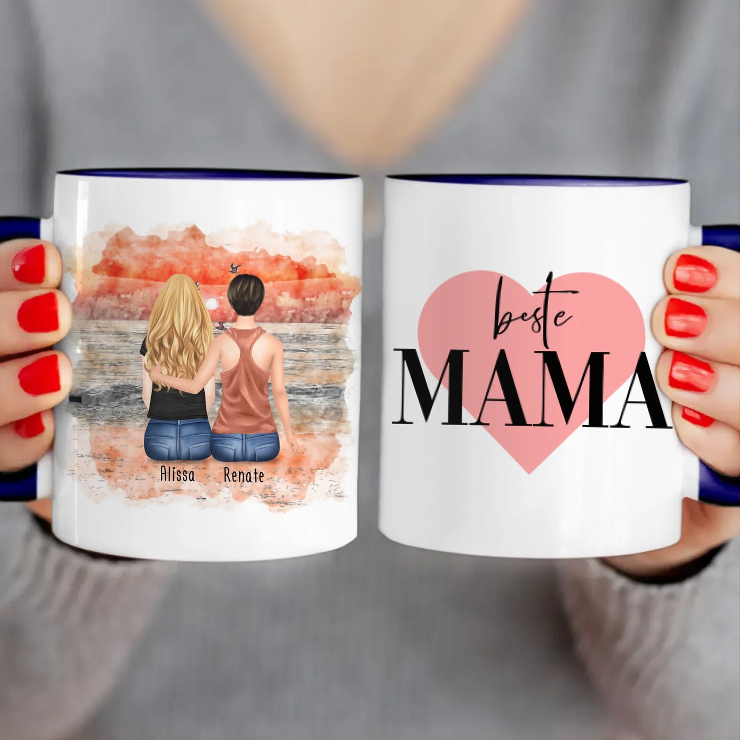 Personalisierte Tasse mit Mutter/Tochter (1 Tochter)