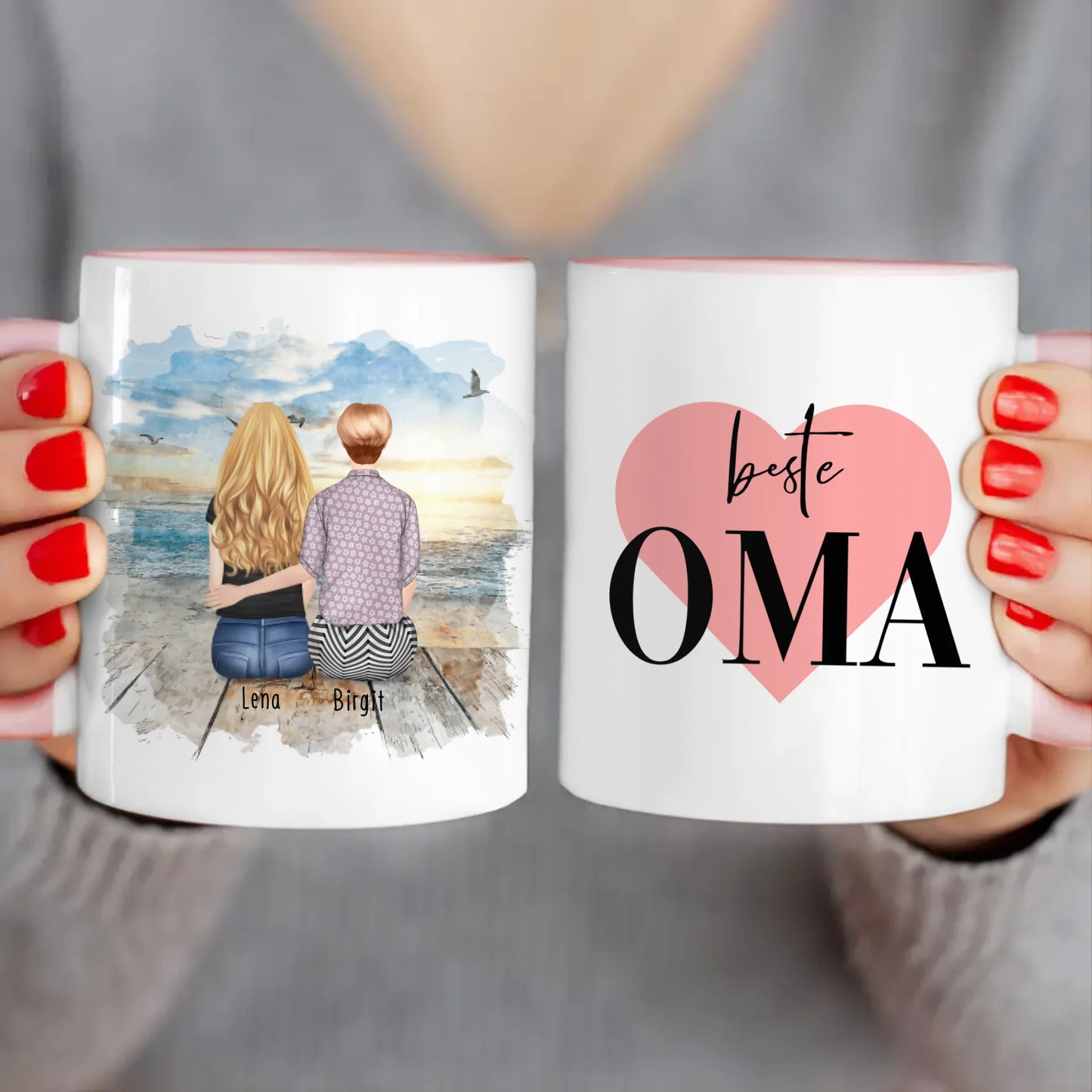 Personalisierte Tasse für Oma (1 Frau + 1 Oma)