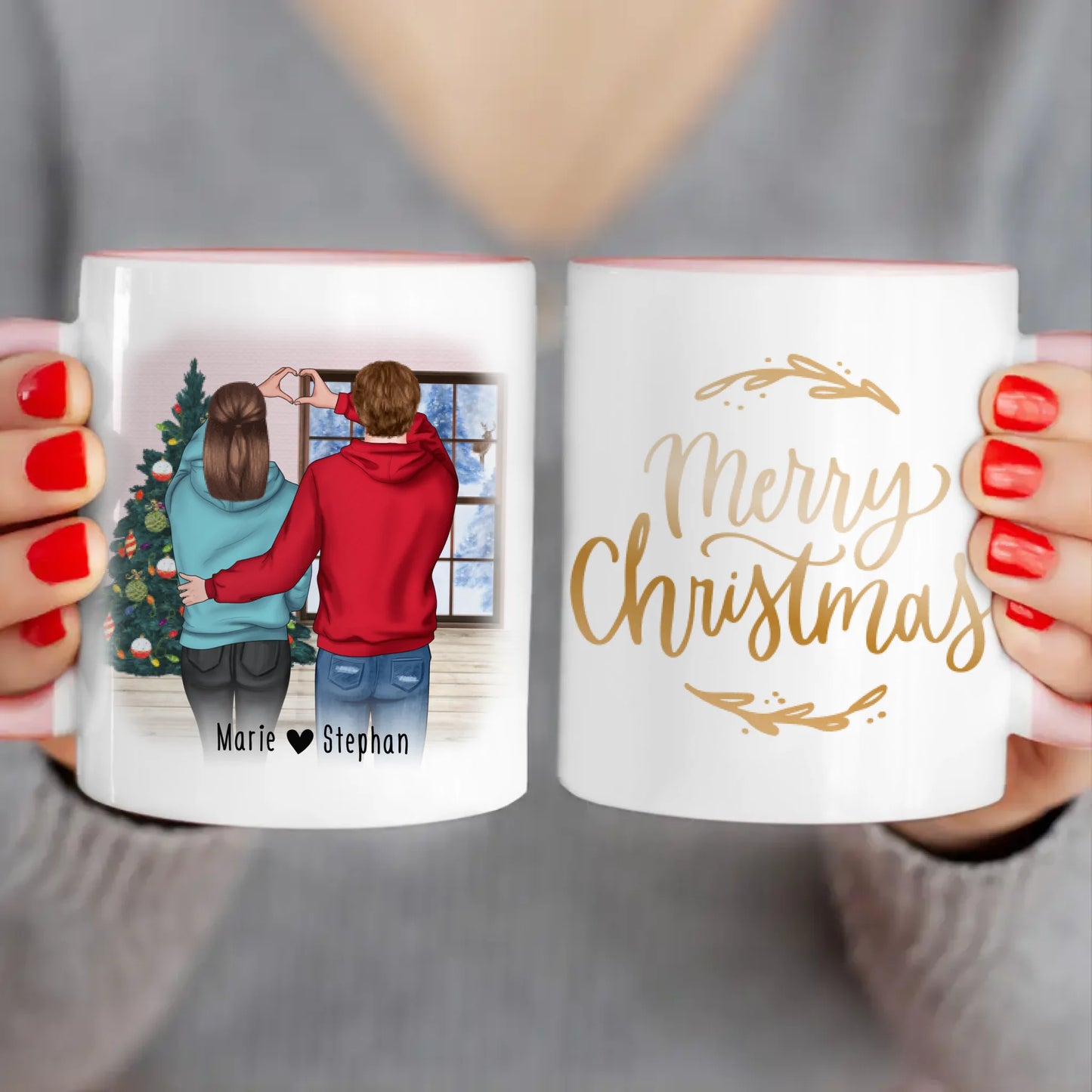 Personalisierte Tasse - Paar/Pärchen (stehend) - Weihnachtstasse