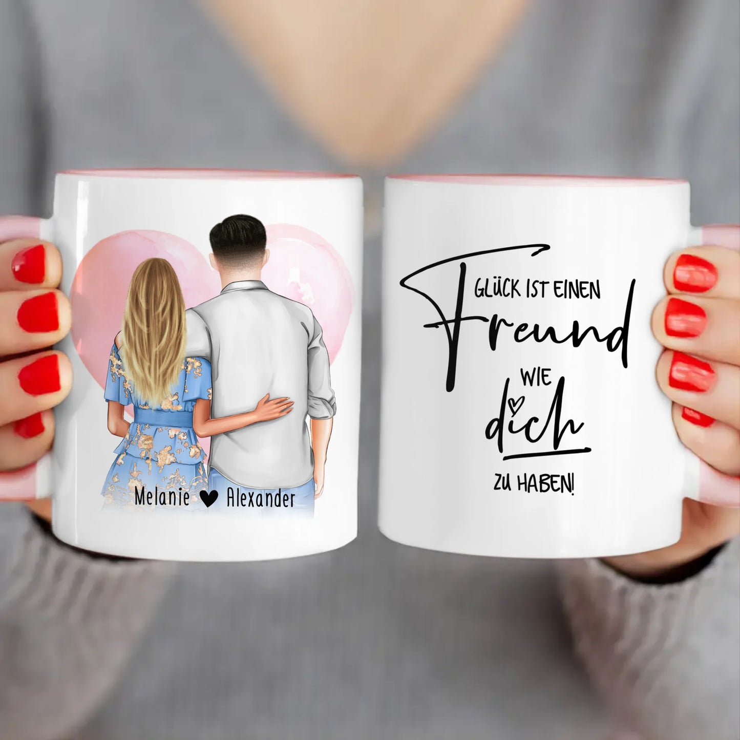 Personalisierte Tasse - Paar mit Kleid und Hemd (stehend) - Pärchen Tasse