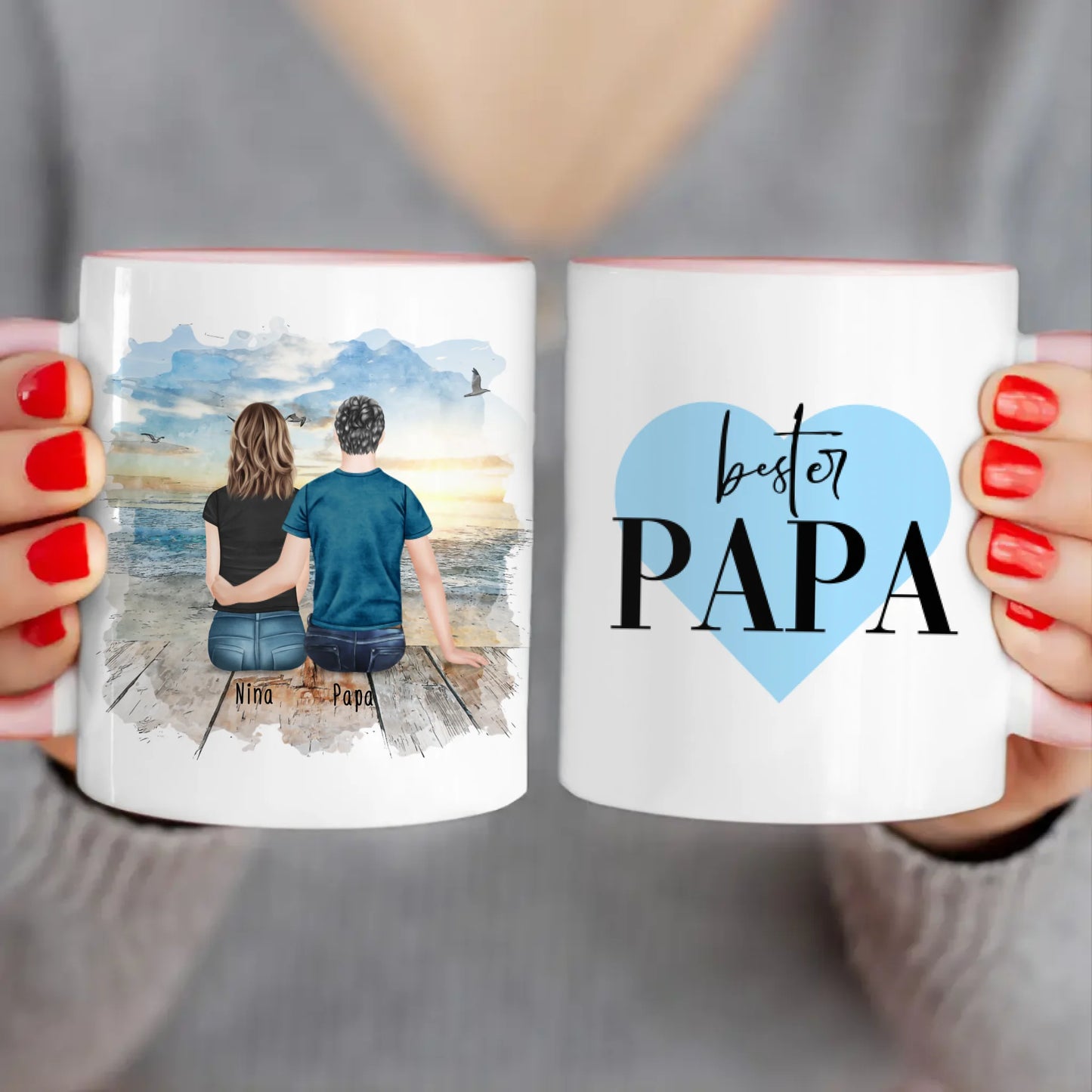 Personalisierte Tasse mit Vater/Tochter (1 Tochter)