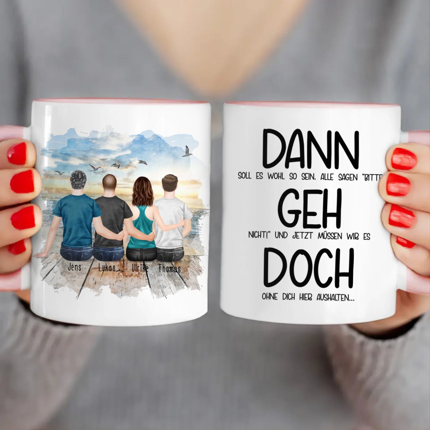 Personalisierte Tasse Kollegen (1 Frau + 3 Männer) - Abschiedsgeschenk