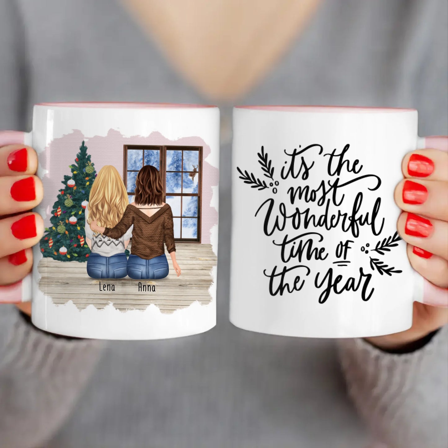 Personalisierte Tasse für Schwestern (2 Schwestern) - Weihnachtstasse