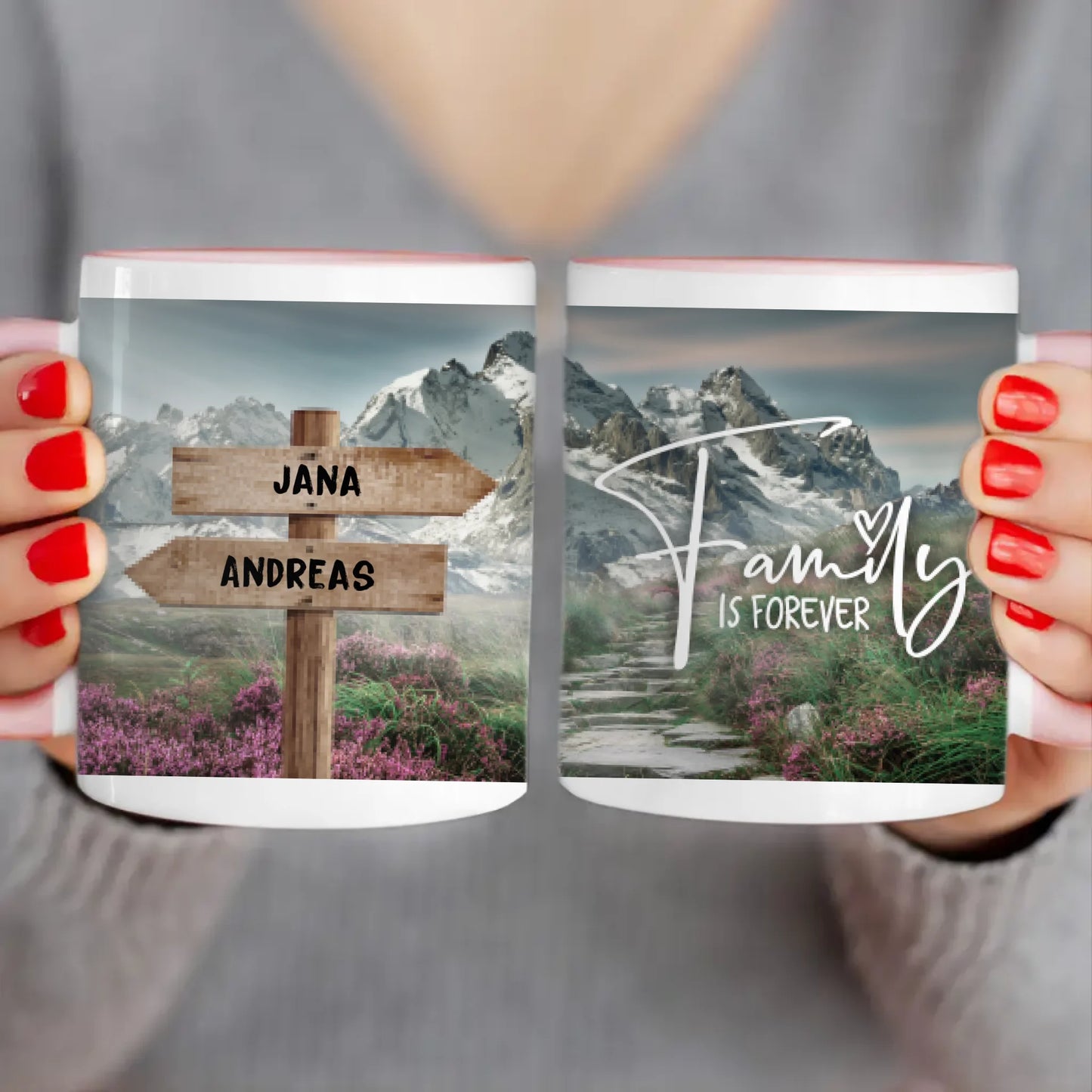 Personalisierte Wegweiser Tasse mit euren Namen