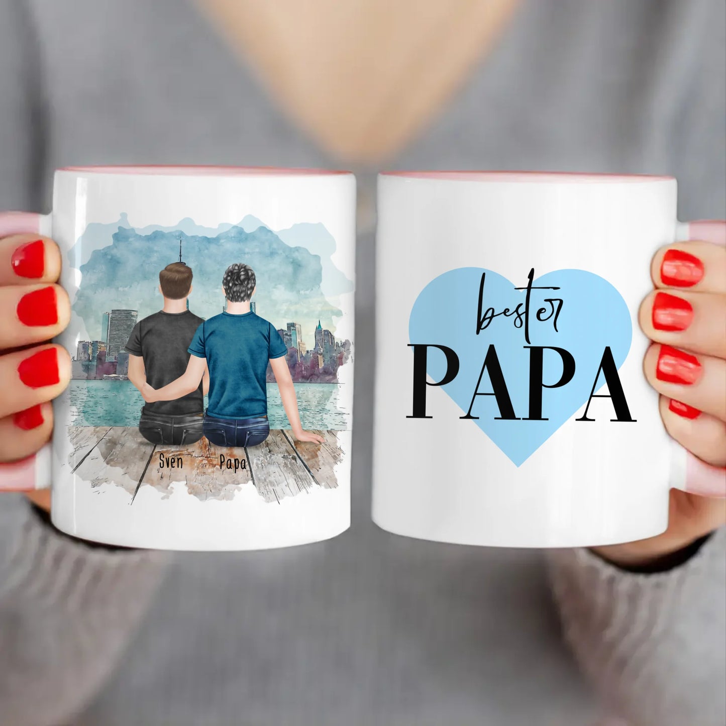 Personalisierte Tasse mit Vater/Sohn (1 Sohn)